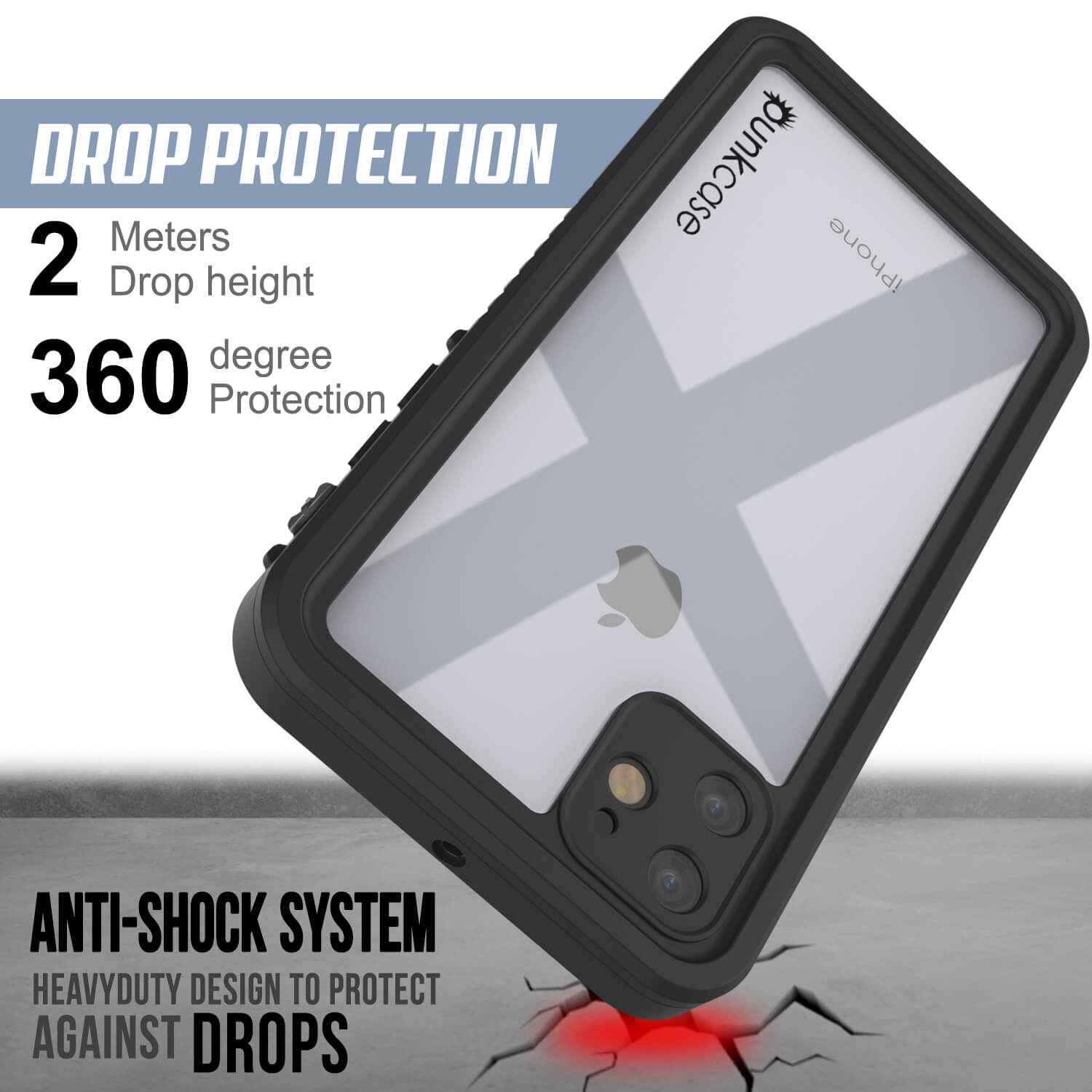 iPhone 11 Waterproof Case, Punkcase [Extreme Series] Armor Cover W/ Built In Screen Protector [Black]