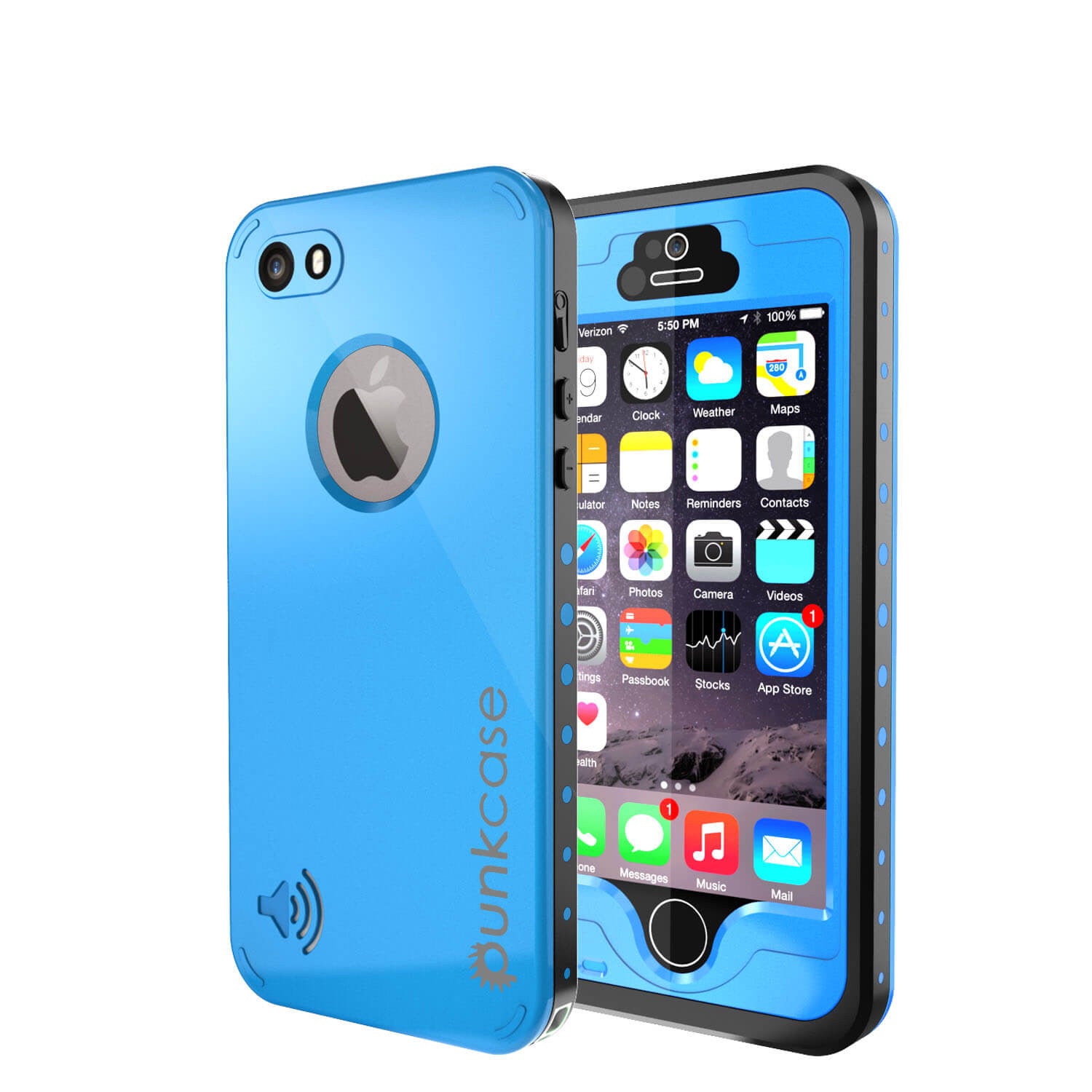PUNKcase StudStar Light Blue Apple iPhone 5S/5 Waterproof Case