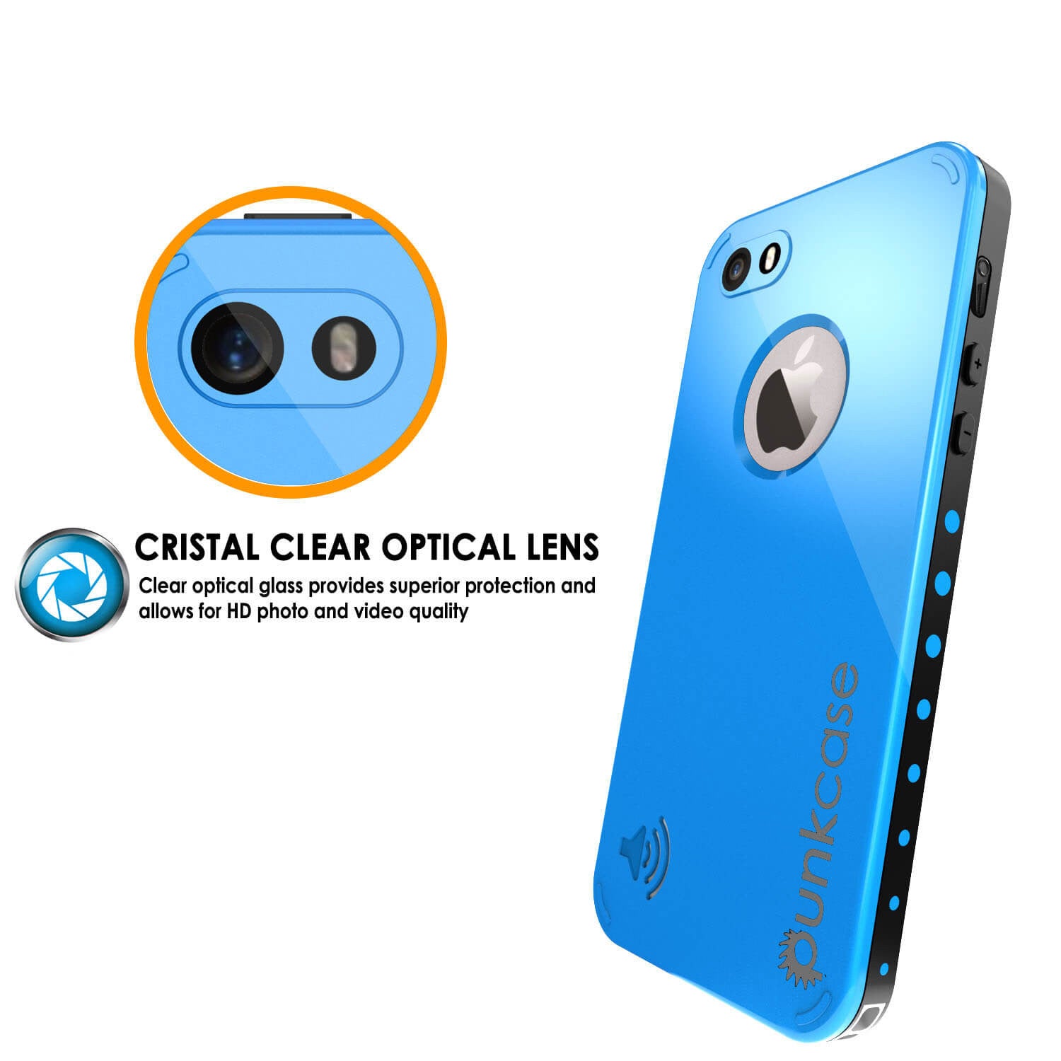 iPhone SE/5S/5 Waterproof Case, PunkCase StudStar Light Blue