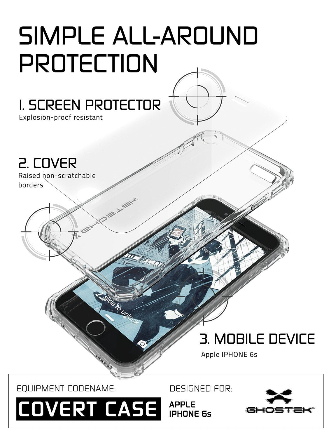 iPhone 6S Case, Ghostek® Covert Clear, Premium Impact Protective Armor | Lifetime Warranty Exchange