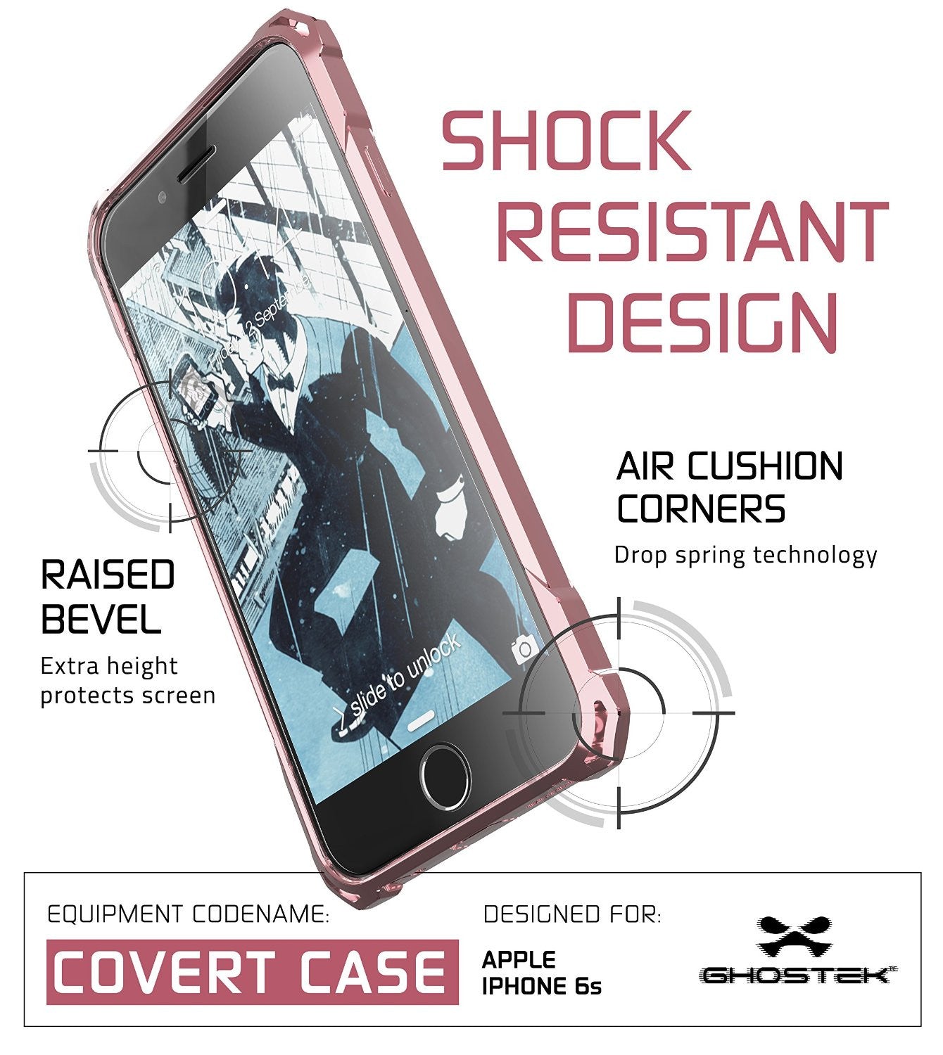 iPhone 6S Case, Ghostek® Covert Peach, Premium Impact Protective Armor | Lifetime Warranty Exchange