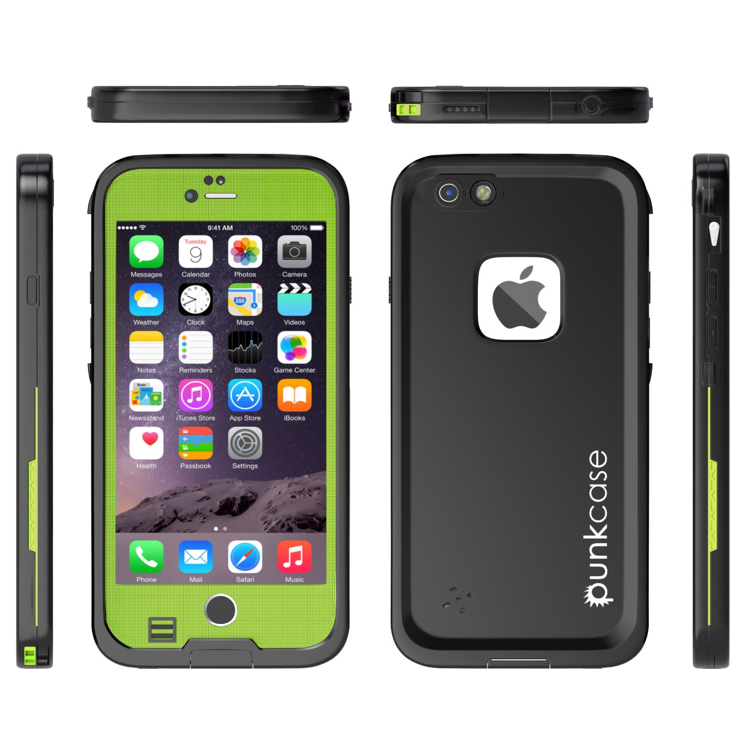 iPhone 6+/6S+ Plus Waterproof Case, Punkcase SpikeStar Light GreenThin Fit 6.6ft Underwater IP68