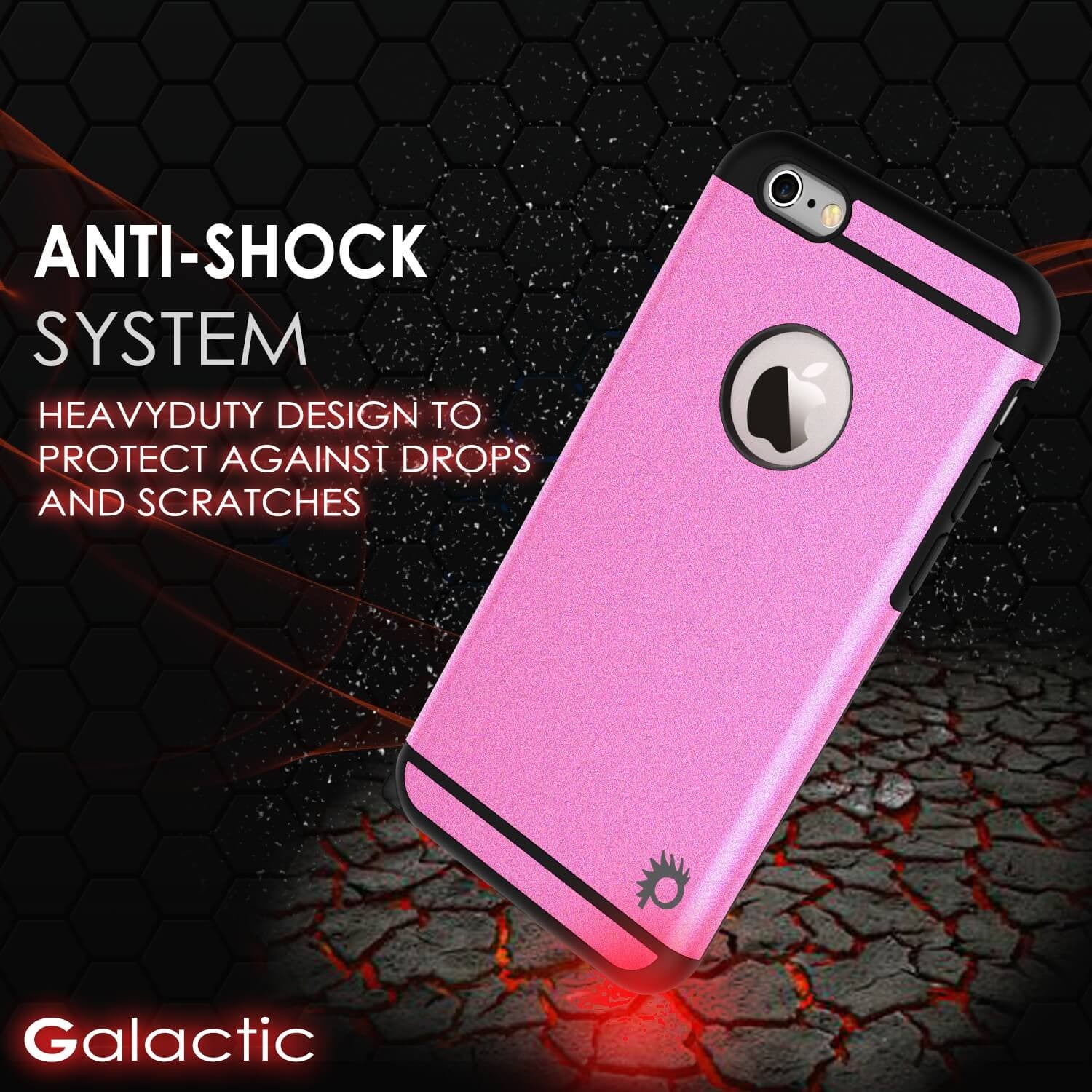 iPhone 6s Plus/6 Plus Case PunkCase Galactic Pink Slim w/ Tempered Glass Protector Lifetime Warranty