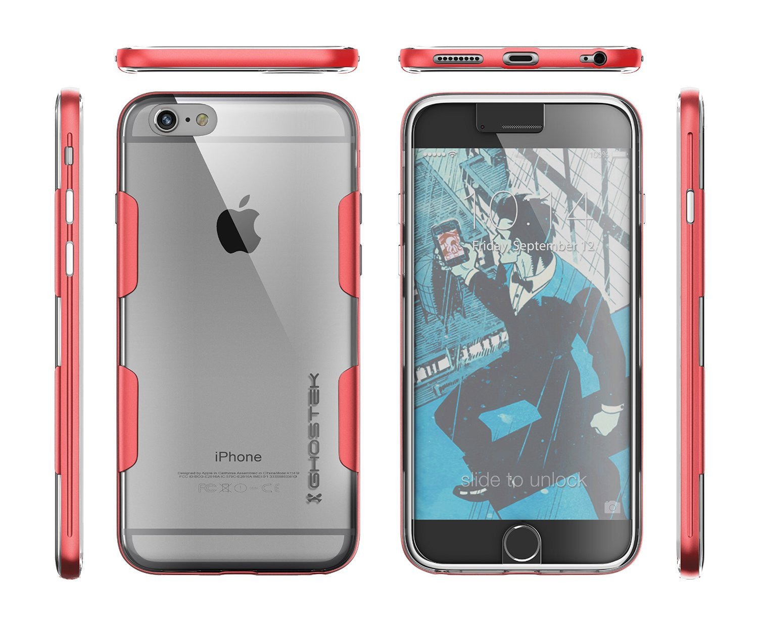 iPhone 6s Plus Case Red Ghostek Cloak, Slim Protective Armor w/ Tempered Glass | Lifetime Warranty