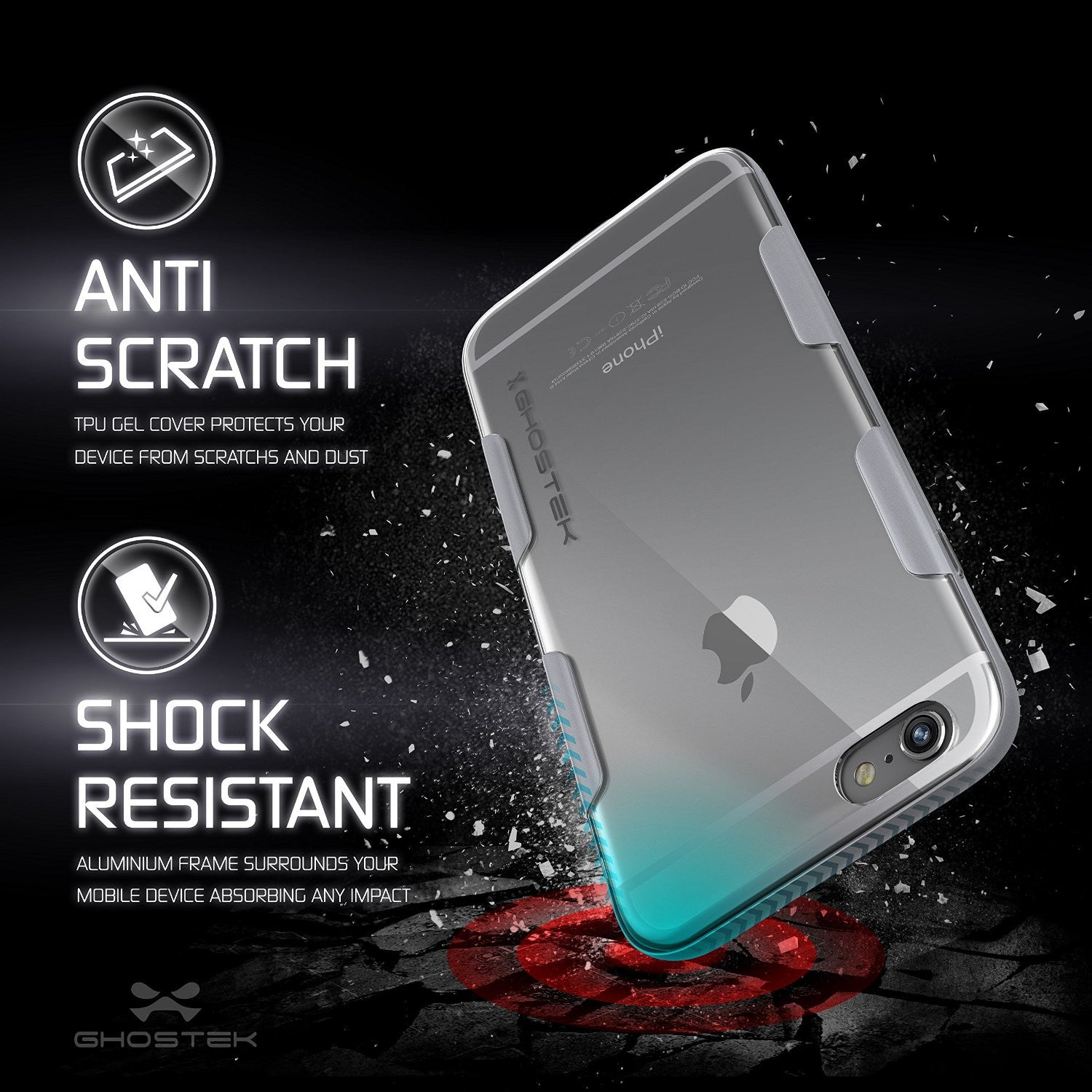 iPhone 6s Plus Case Silver Ghostek Cloak, Slim Protective w/ Tempered Glass | Lifetime Warranty