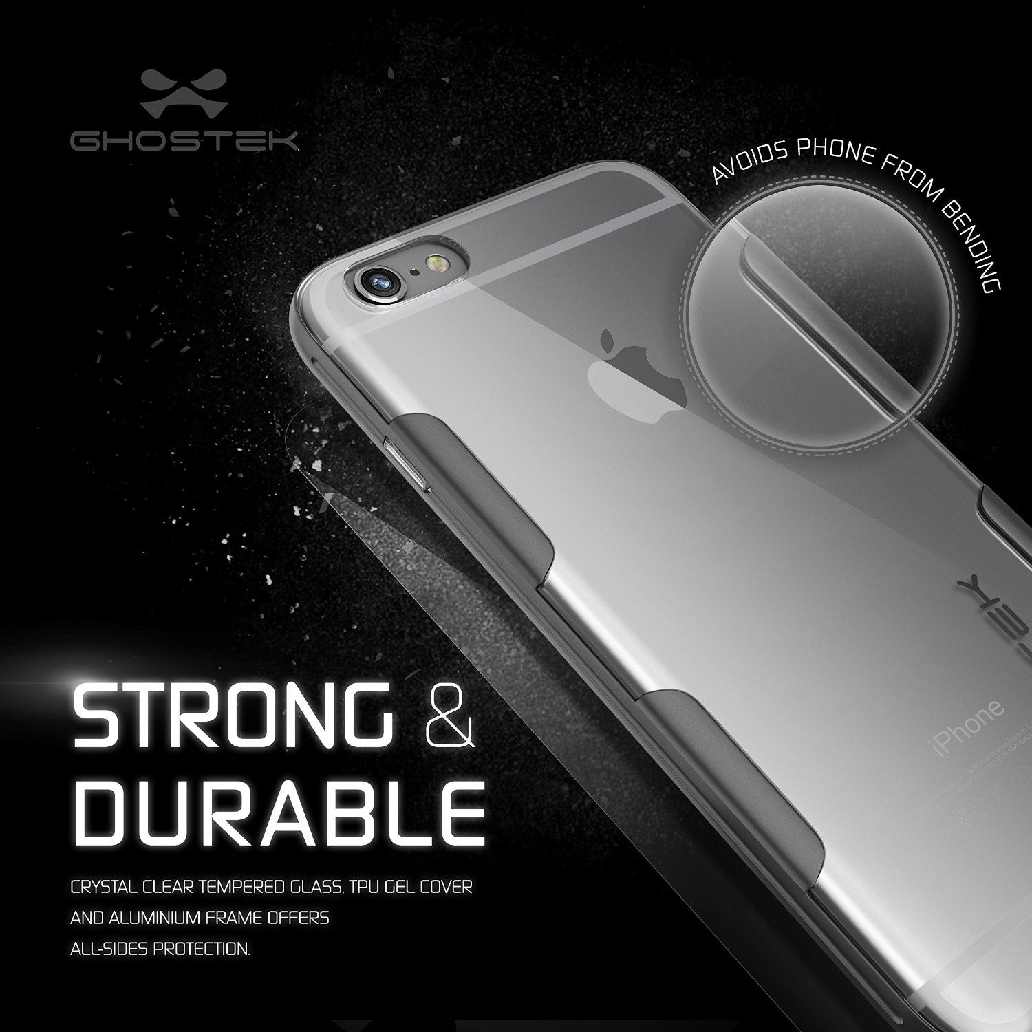 iPhone 6s Plus Case Space Grey Ghostek Cloak, Slim Protective w/ Tempered Glass | Lifetime Warranty