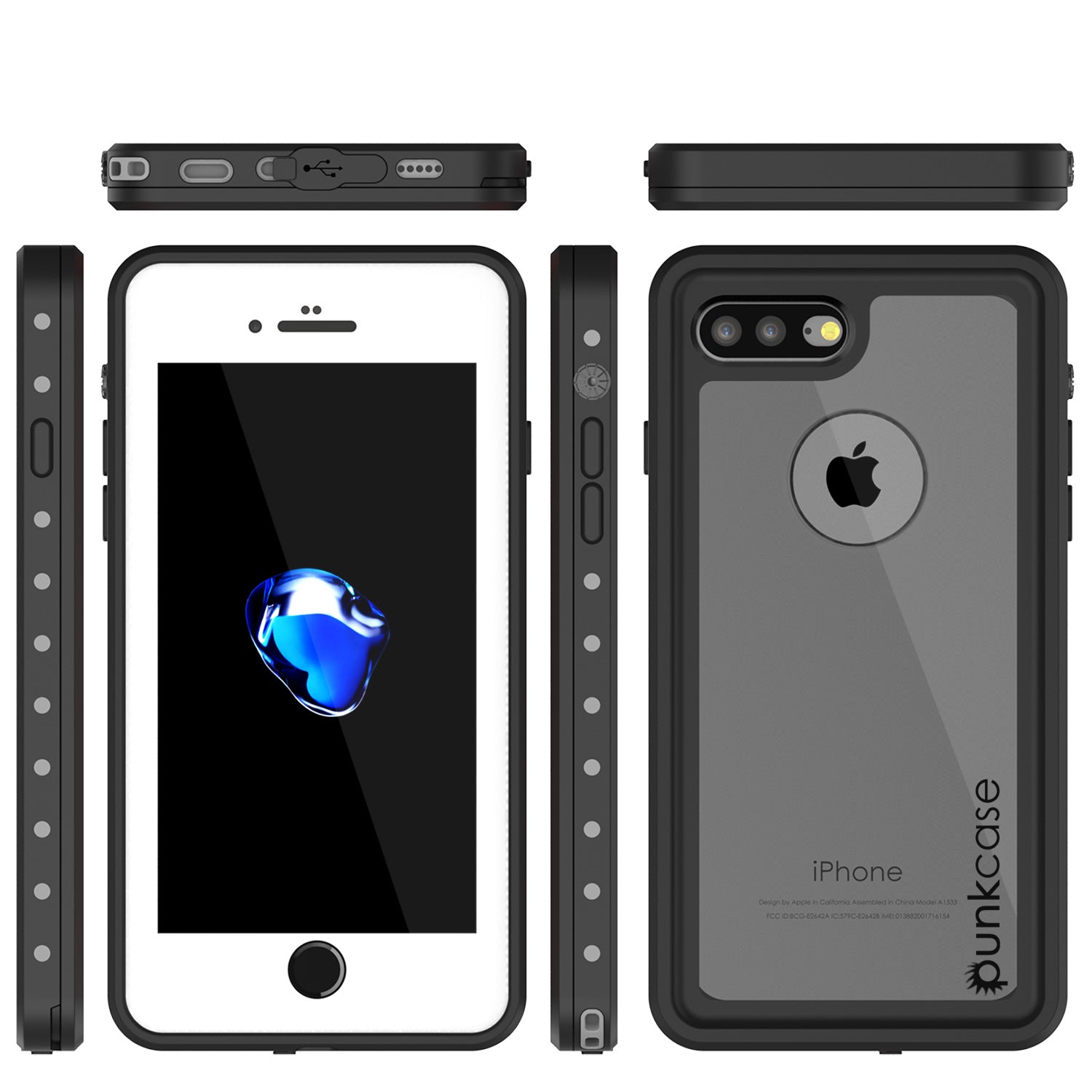iPhone 7+ Plus Waterproof IP68 Case, Punkcase [Clear] [StudStar Series] [Slim Fit] [Dirtproof]