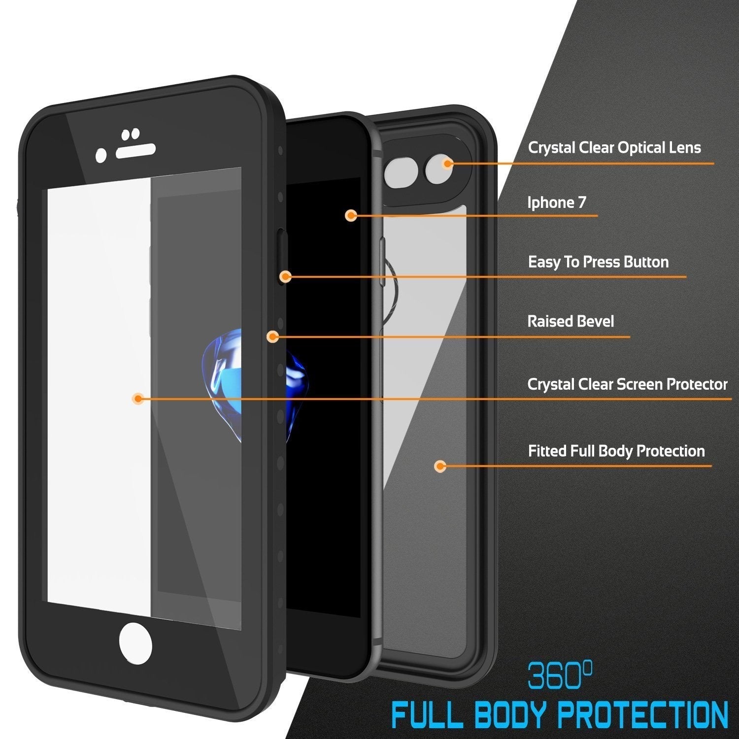 iPhone 8 Waterproof Case, Punkcase [Clear] [StudStar Series] [Slim Fit] [IP68 Certified][Dirtproof] [Snowproof]