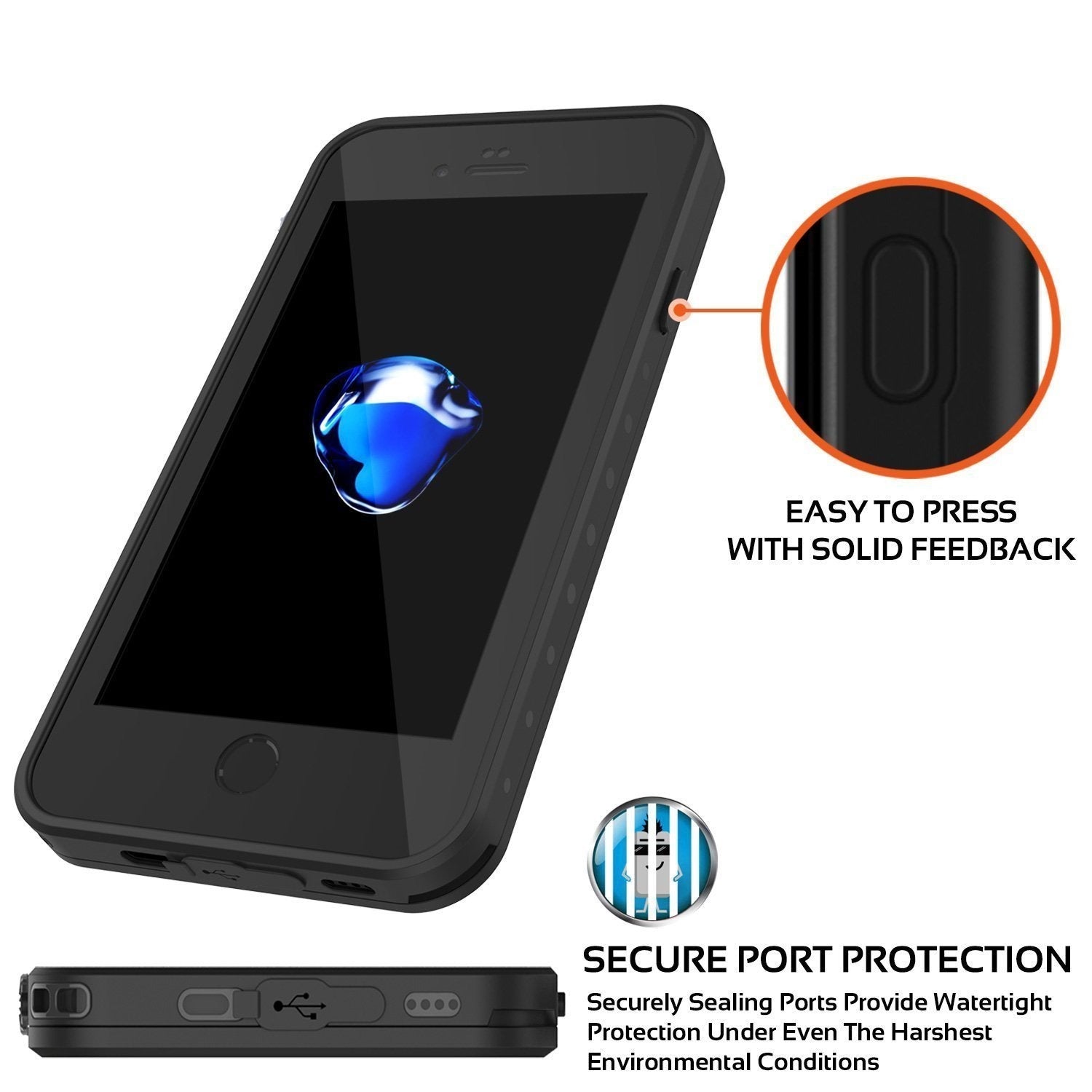 iPhone 8 Waterproof Case, Punkcase [Clear] [StudStar Series] [Slim Fit] [IP68 Certified][Dirtproof] [Snowproof]