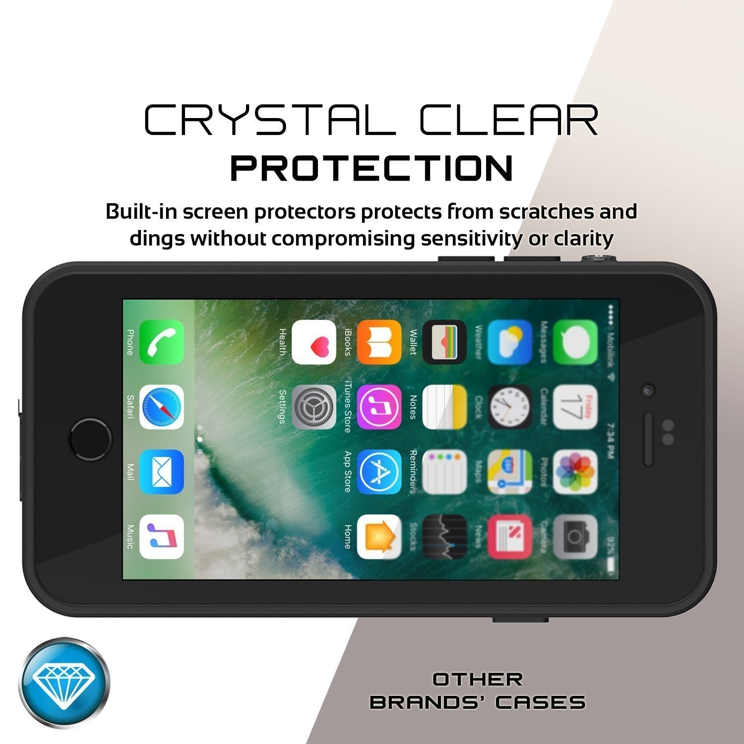 iPhone 8 Waterproof Case, Punkcase [Clear] [StudStar Series] [Slim Fit] [IP68 Certified][Dirtproof] [Snowproof]