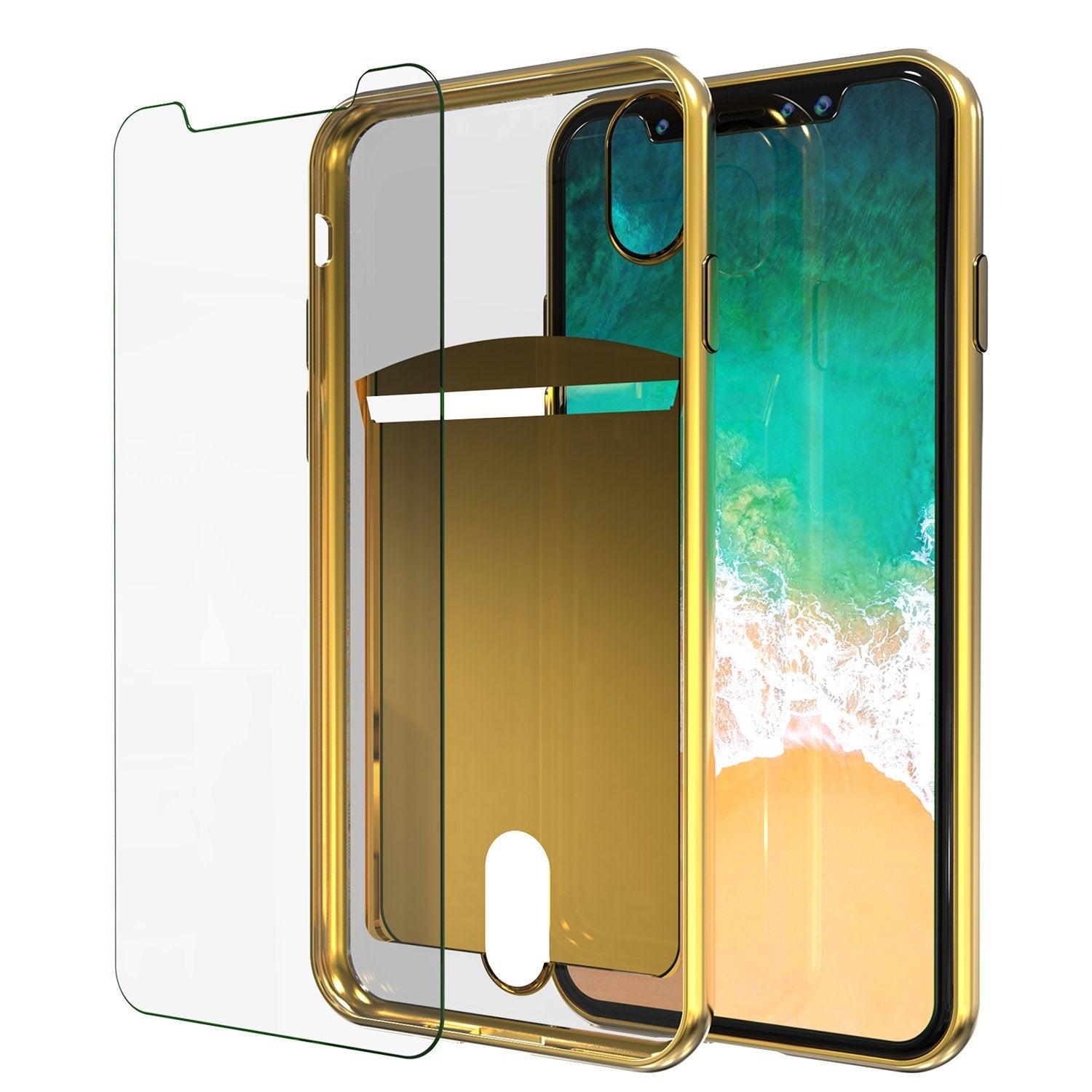 iPhone X Case, PUNKcase [LUCID Series] Slim Fit Protective Dual Layer Armor Cover [Gold]