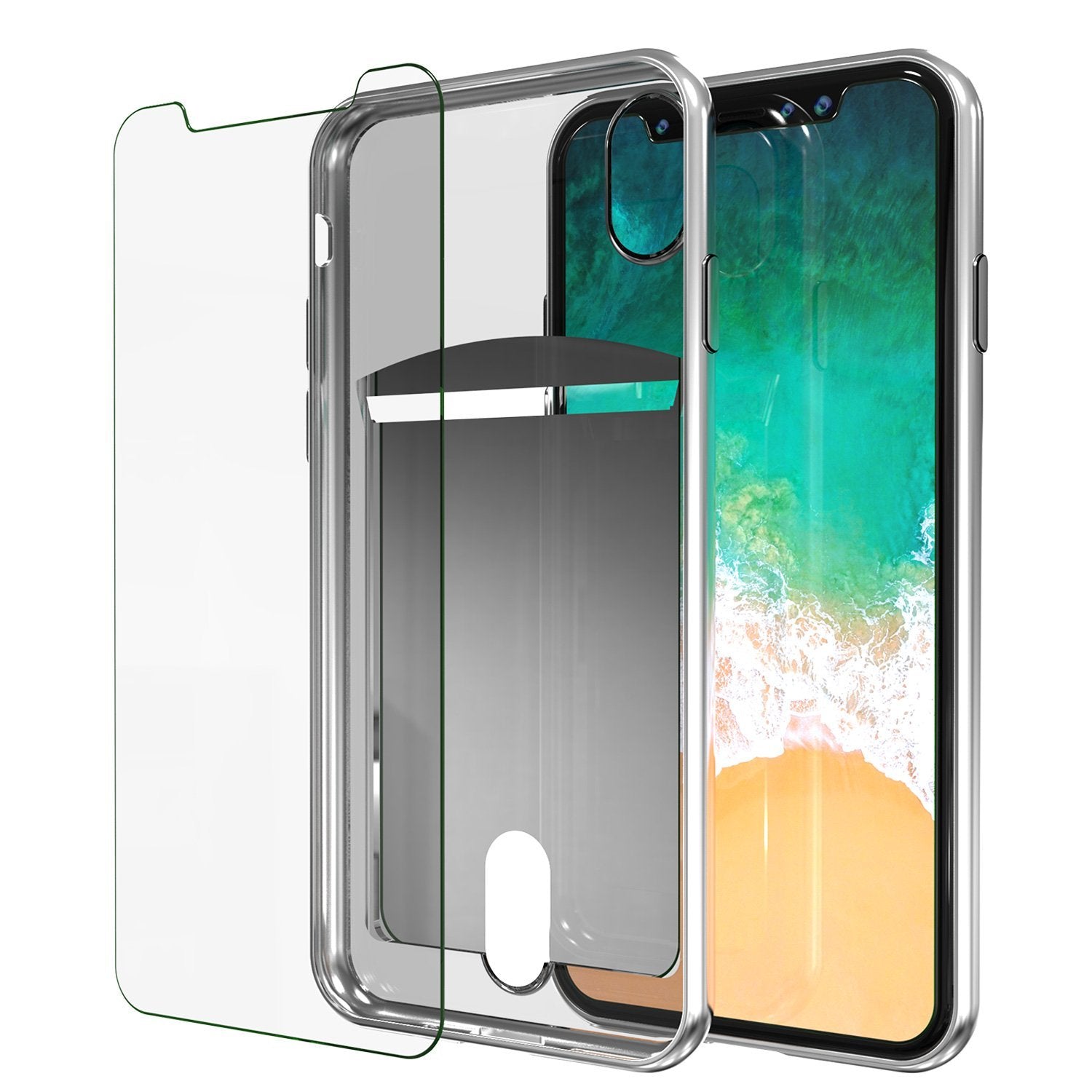 iPhone X Case, PUNKcase [LUCID Series] Slim Fit Protective Dual Layer Armor Cover [Silver]