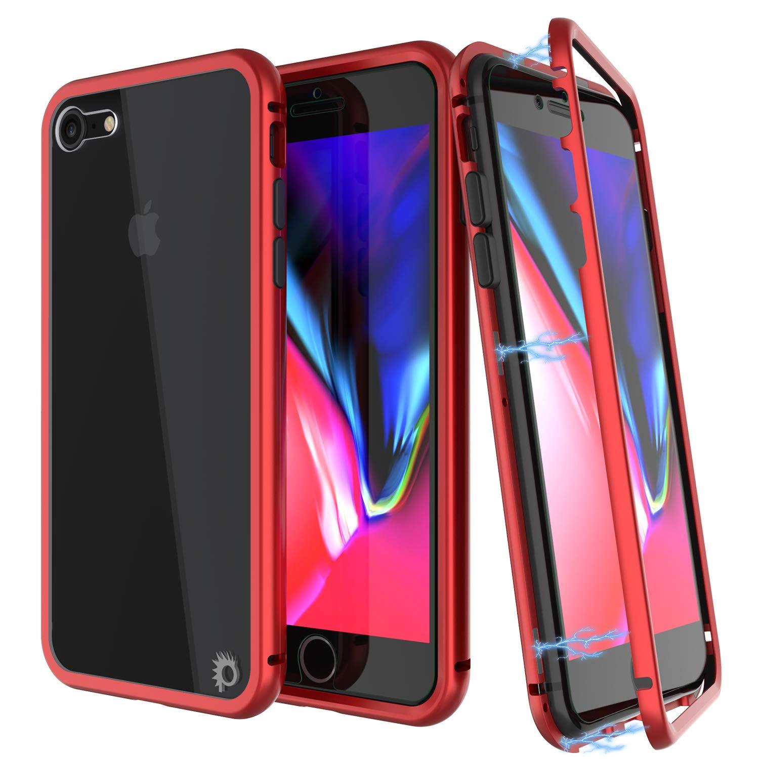 iPhone SE (4.7") Case, Punkcase Magnetic Shield Protective TPU Cover W/ Tempered Glass Screen Protector [Red]
