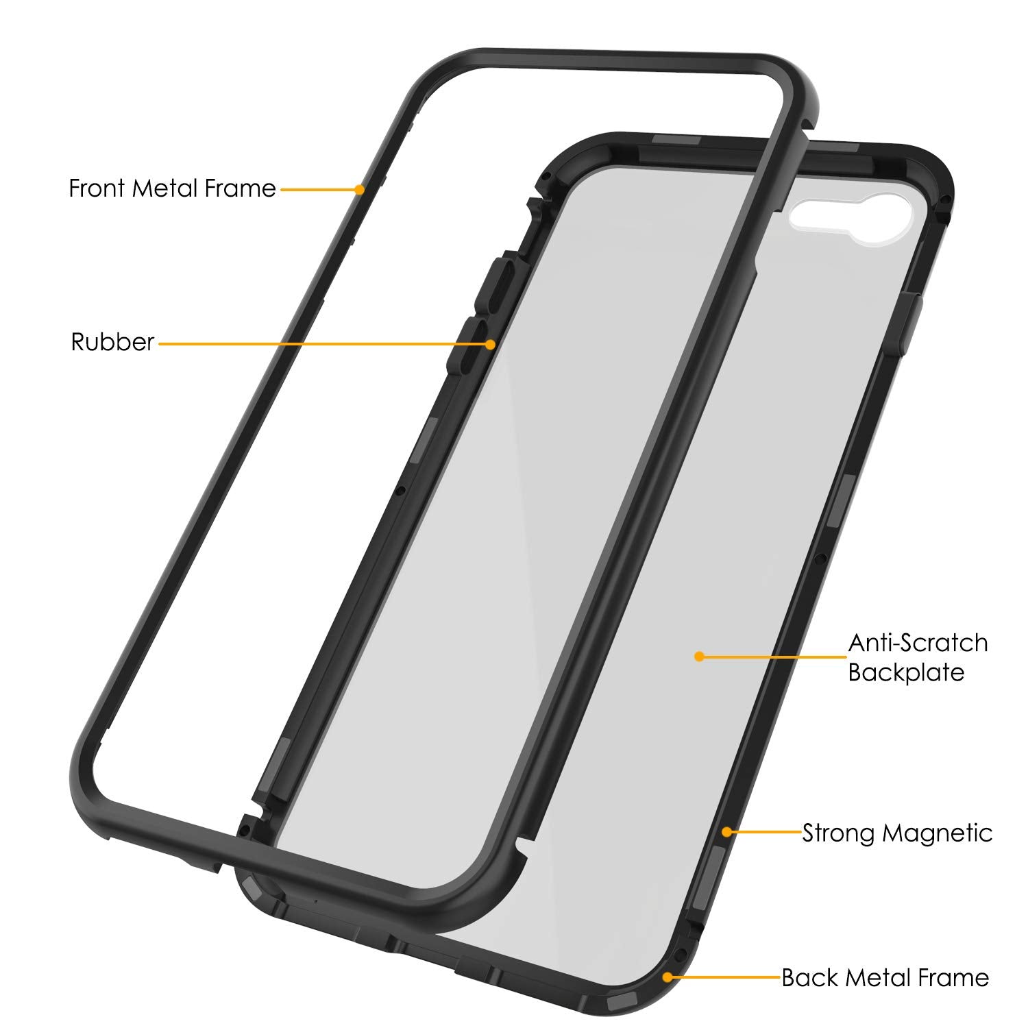 iPhone 8 Case, Punkcase Magnetic Shield Protective TPU Cover W/ Tempered Glass Screen Protector [Black]