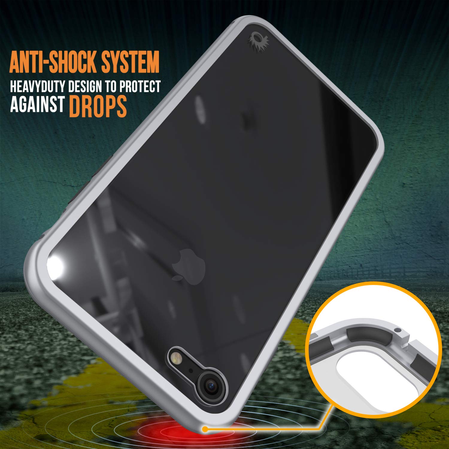iPhone 7 Case, Punkcase Magnetic Shield Protective TPU Cover W/ Tempered Glass Screen Protector [Silver]