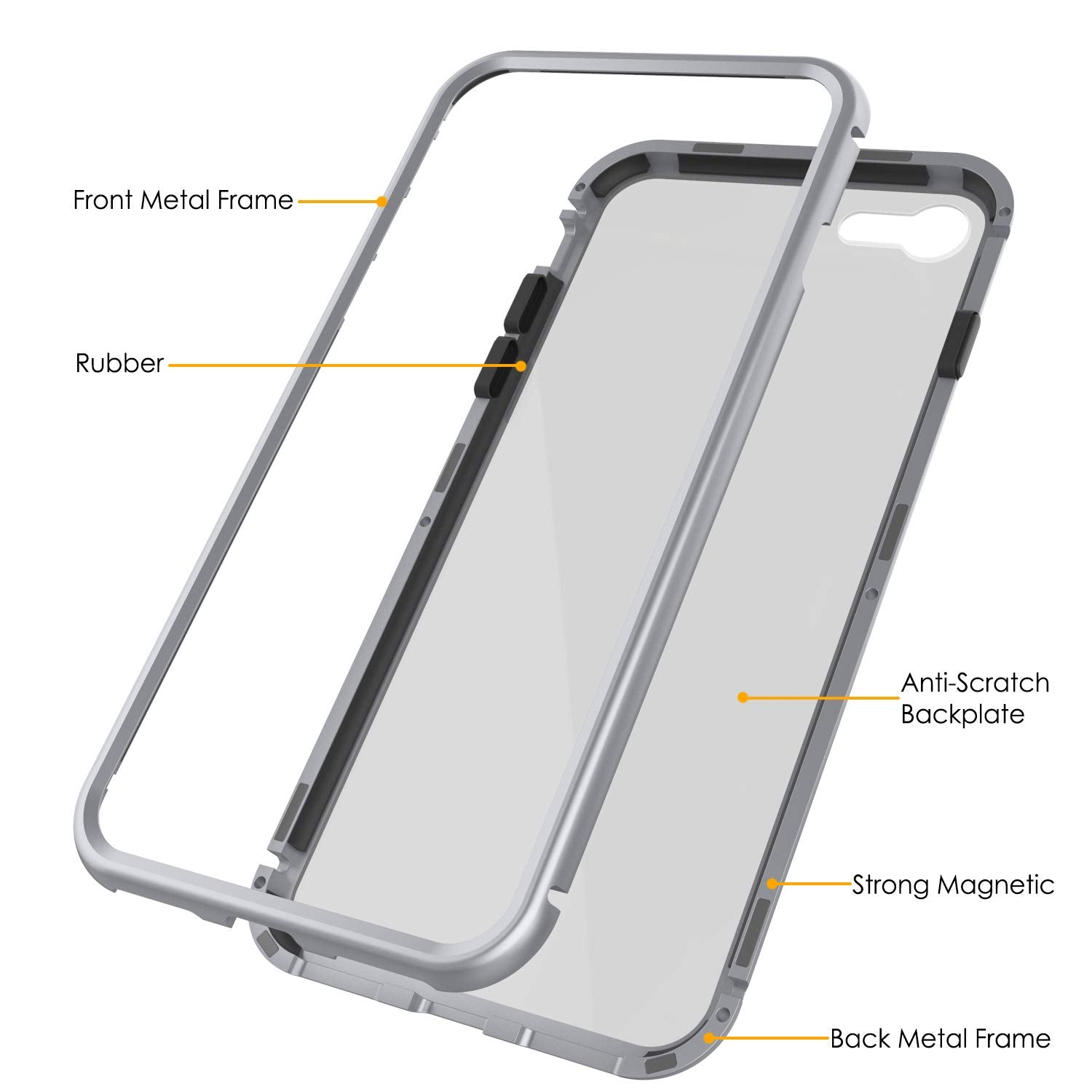 iPhone 8 Case, Punkcase Magnetic Shield Protective TPU Cover W/ Tempered Glass Screen Protector [Silver]