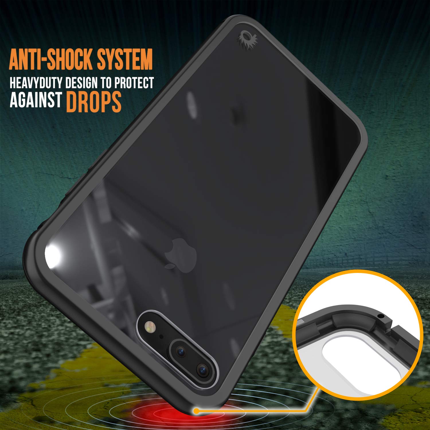 iPhone 7+ Plus Case, Punkcase Magnetic Shield Protective TPU Cover W/ Tempered Glass Screen Protector [Black]