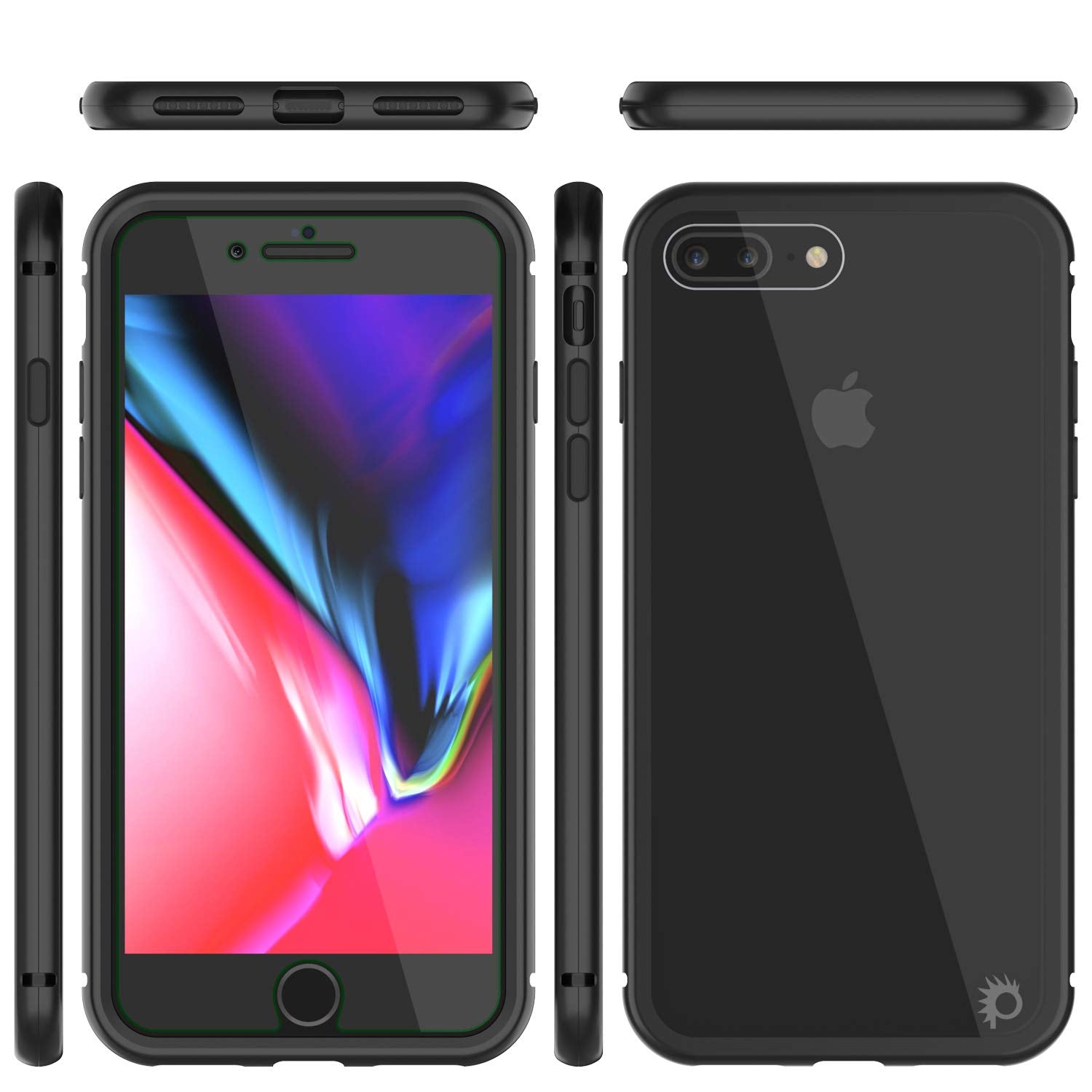 iPhone 7+ Plus Case, Punkcase Magnetic Shield Protective TPU Cover W/ Tempered Glass Screen Protector [Black]