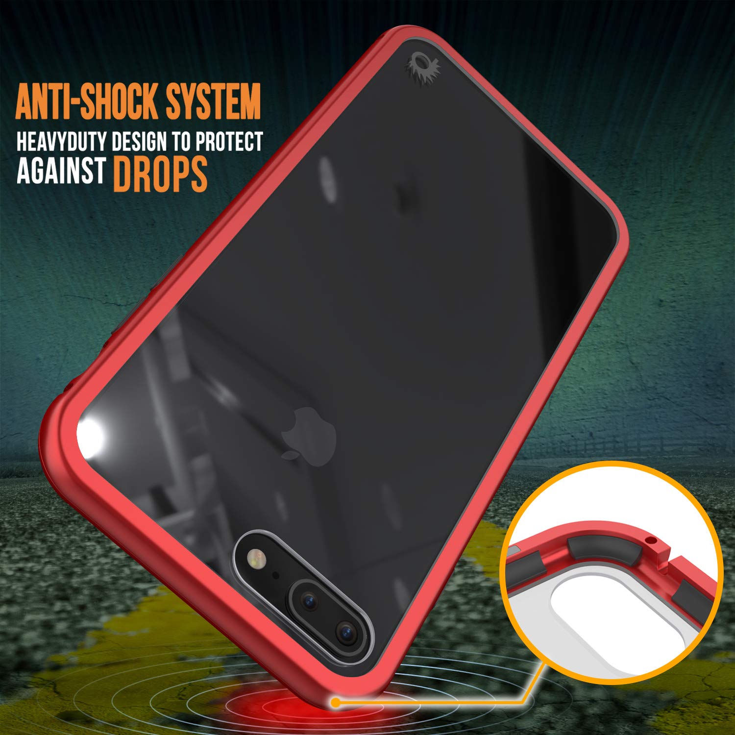 iPhone 8+ Plus Case, Punkcase Magnetic Shield Protective TPU Cover W/ Tempered Glass Screen Protector [Red]