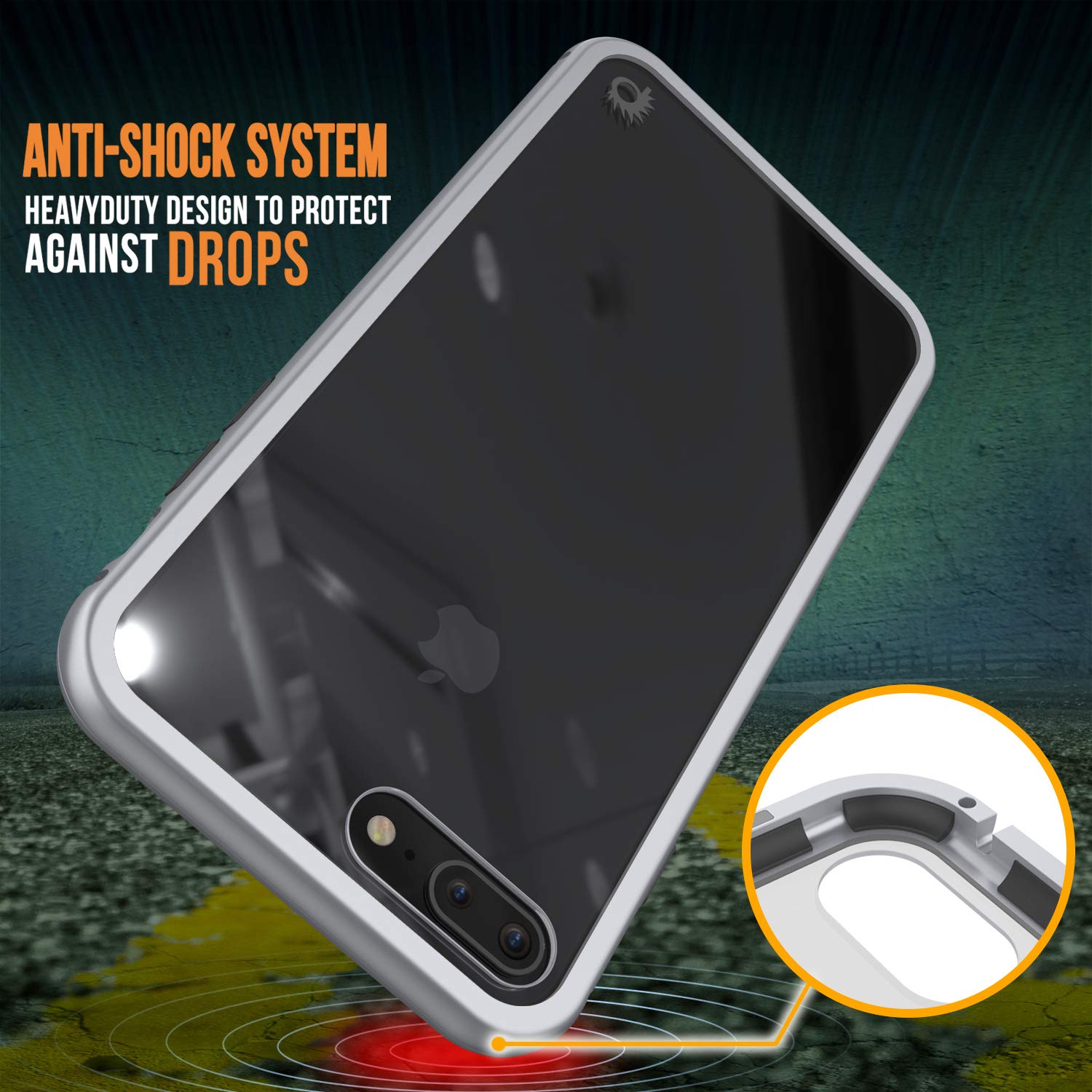 iPhone 8+ Plus Case, Punkcase Magnetic Shield Protective TPU Cover W/ Tempered Glass Screen Protector [Silver]