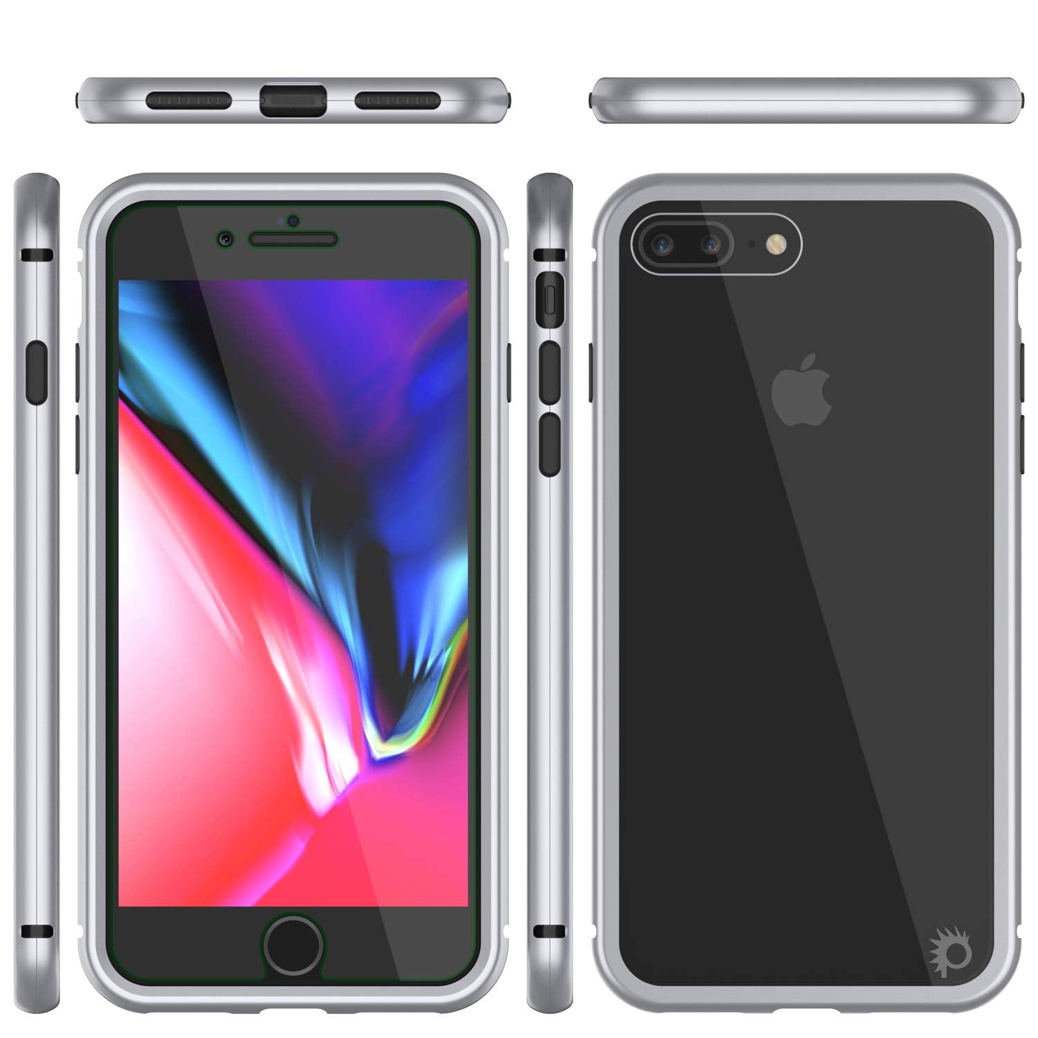 iPhone 8+ Plus Case, Punkcase Magnetic Shield Protective TPU Cover W/ Tempered Glass Screen Protector [Silver]