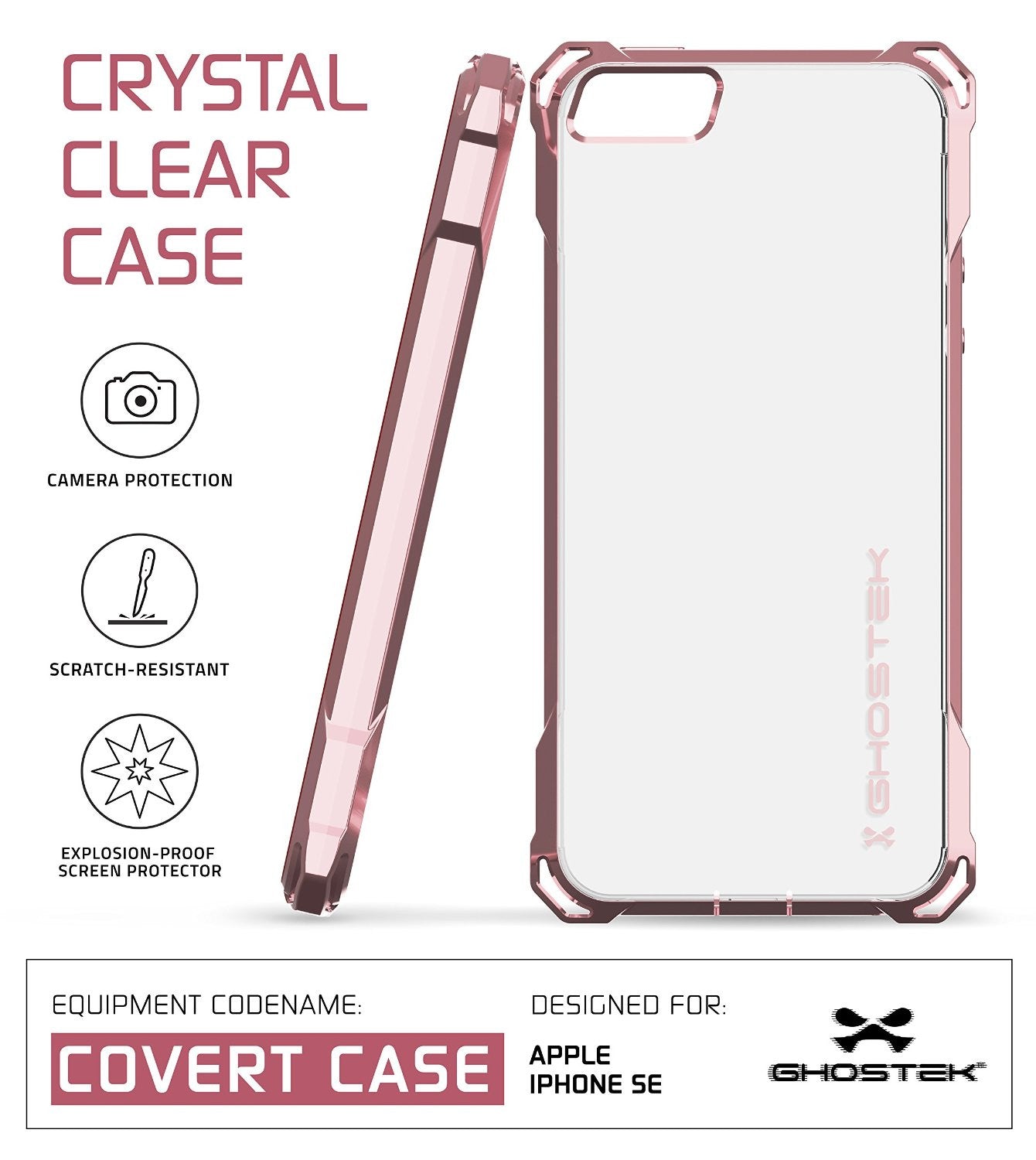 iPhone SE Case, Ghostek® Covert Pink, Premium Impact Protective Armor | Lifetime Warranty Exchange