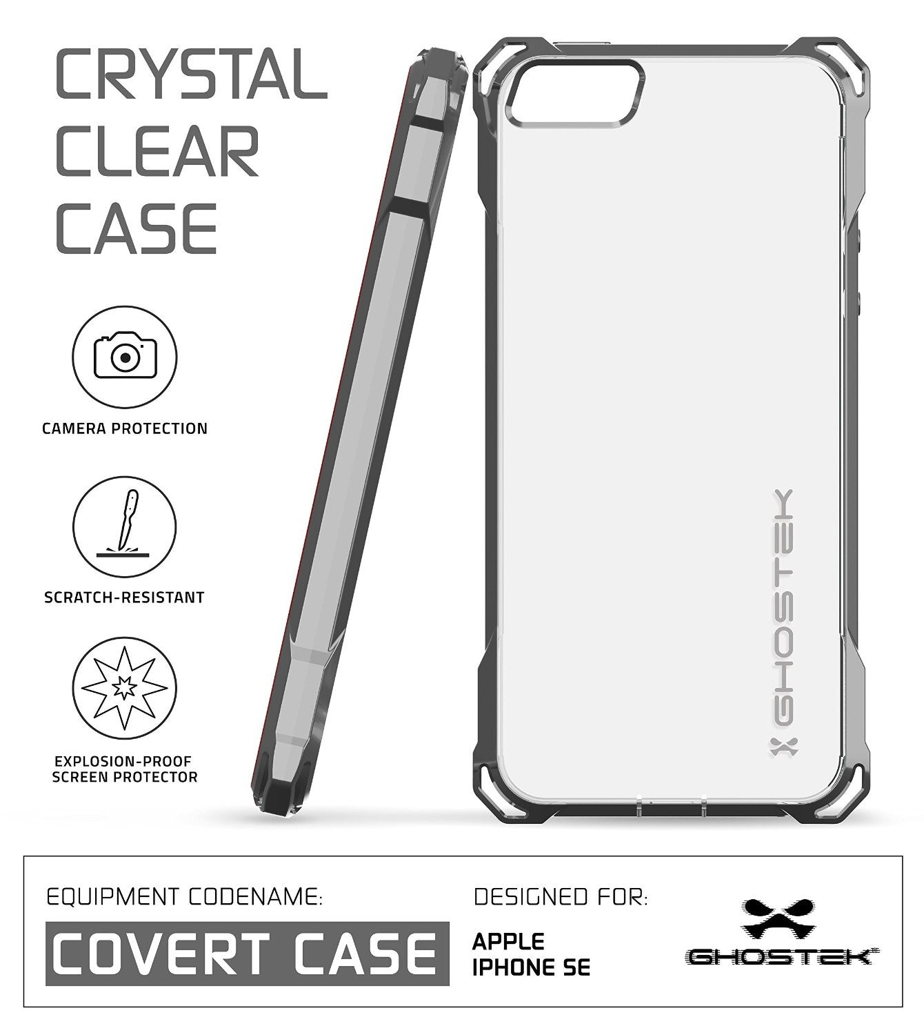 iPhone SE Case, Ghostek® Covert Space Grey, Premium Impact Protective | Lifetime Warranty Exchange