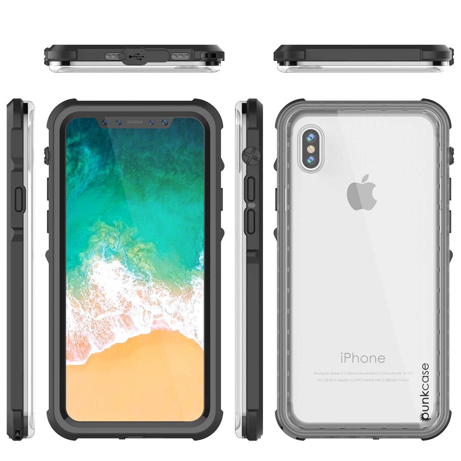 iPhone X Case, PUNKCase [CRYSTAL SERIES] Protective IP68 Certified Cover [BLACK]