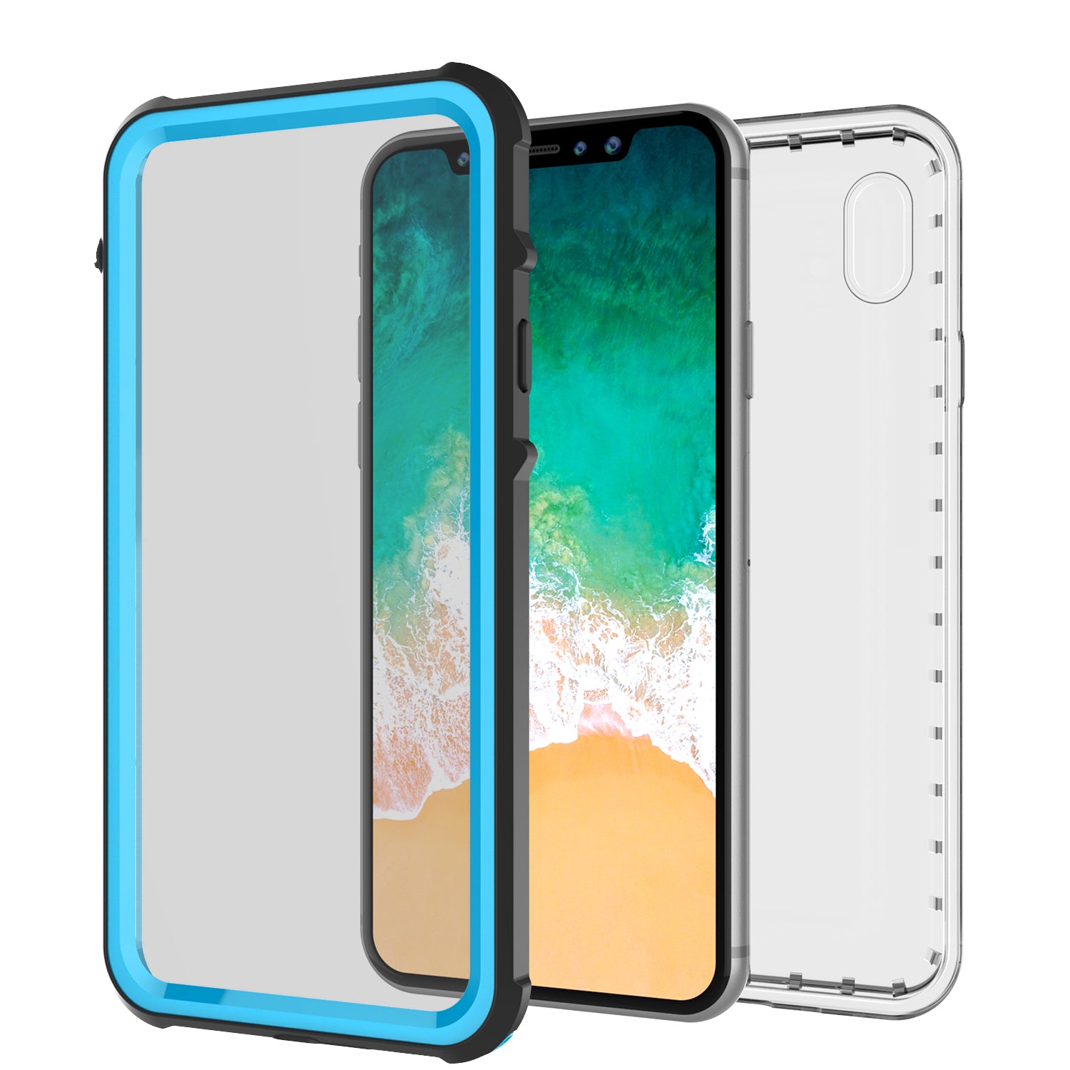 iPhone X Case, PUNKCase [CRYSTAL SERIES] Protective IP68 Certified Cover [Light Blue]