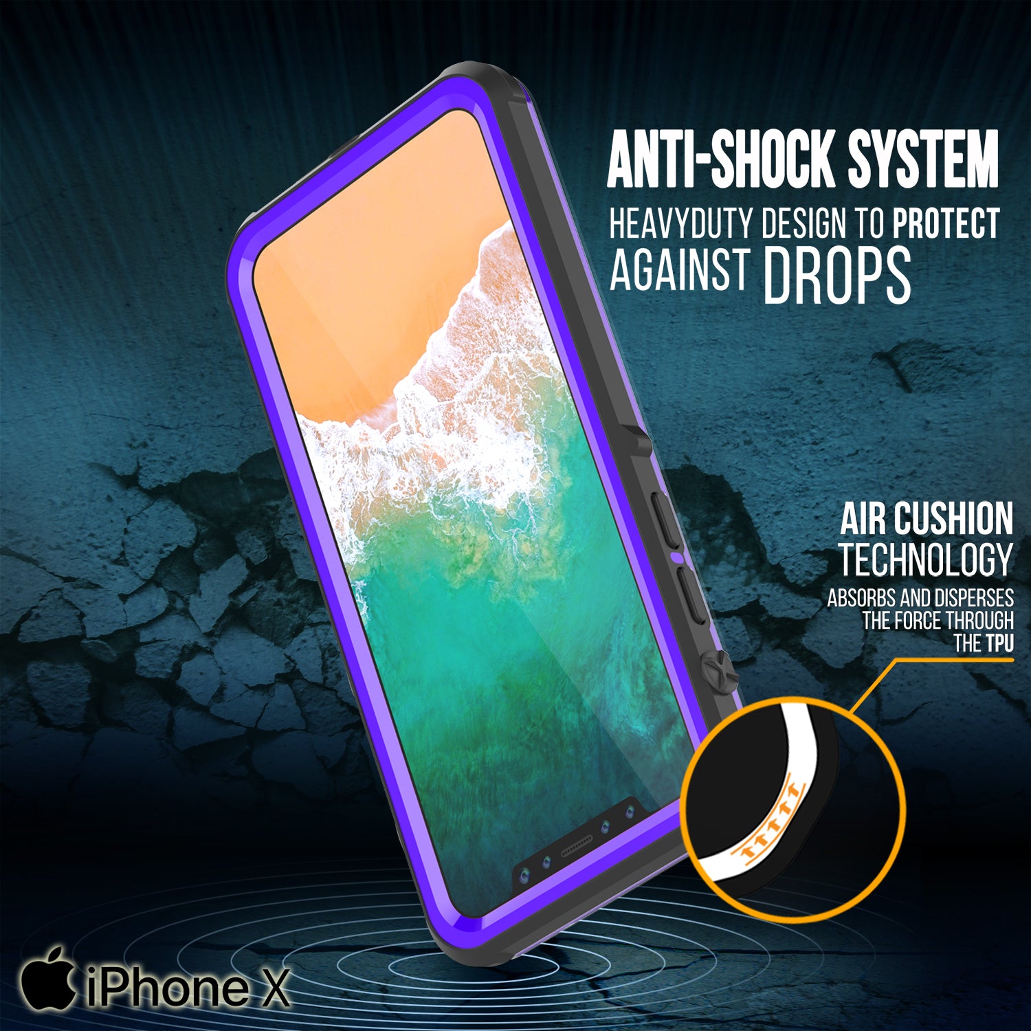 iPhone X Case, PUNKCase [CRYSTAL SERIES] Protective IP68 Certified Cover [Purple]