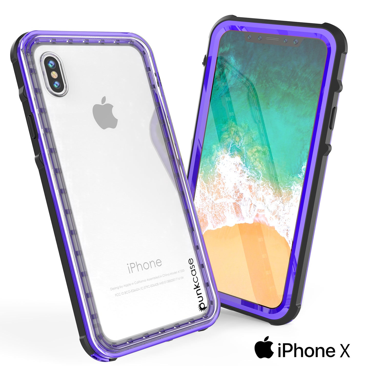 iPhone X Case, PUNKCase [CRYSTAL SERIES] Protective IP68 Certified Cover [Purple]