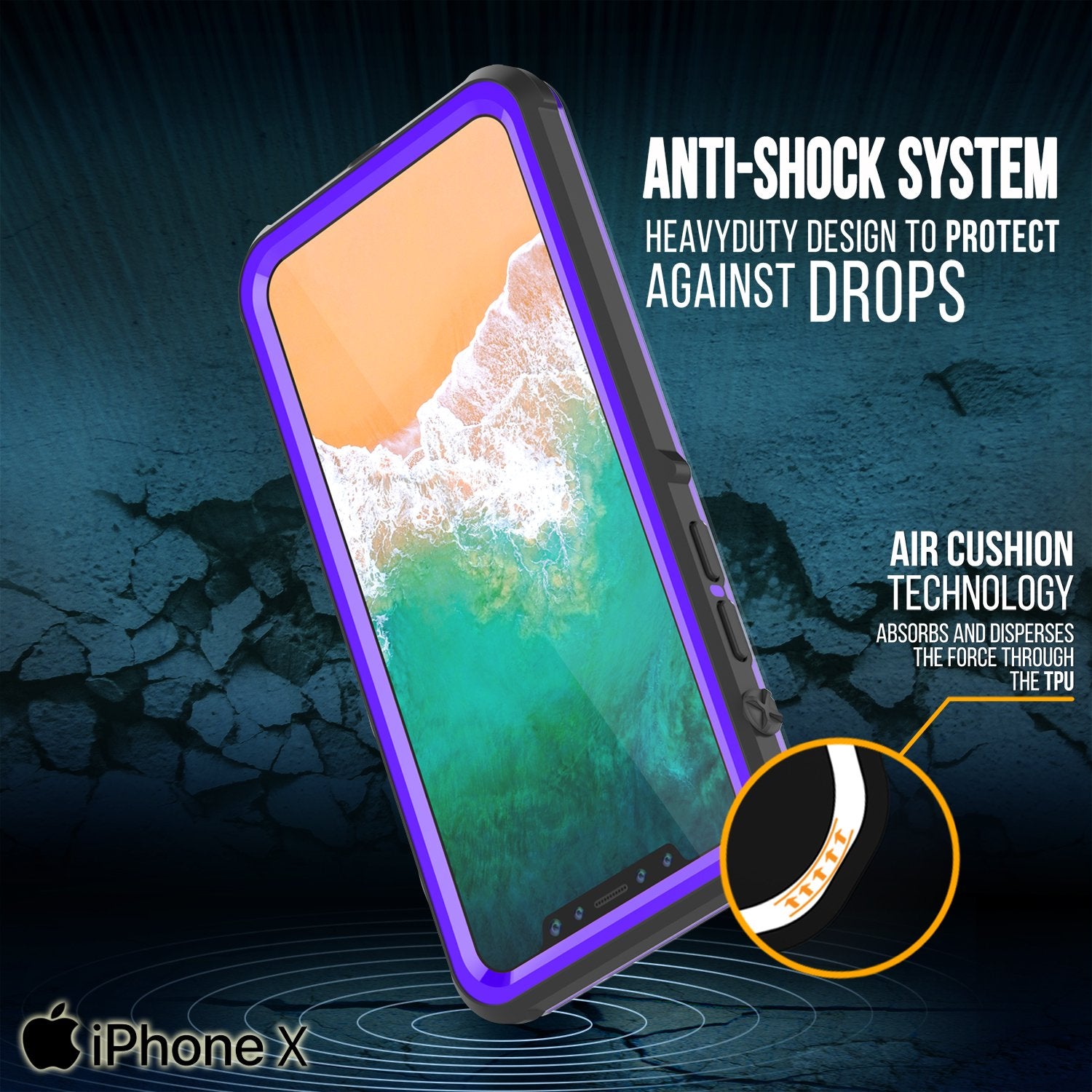 iPhone XS Max Case, PUNKCase [CRYSTAL SERIES] Protective IP68 Certified Cover [Purple]