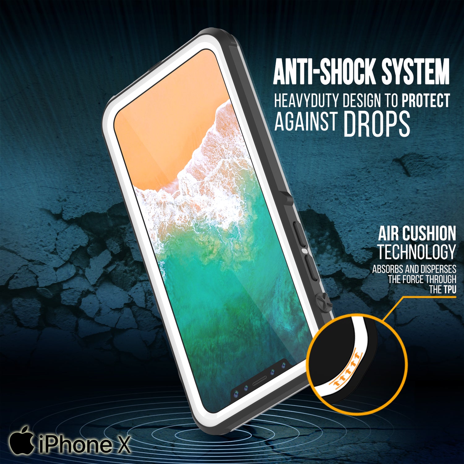 iPhone X Case, PUNKCase [CRYSTAL SERIES] Protective IP68 Certified, Ultra Slim Fit [White]