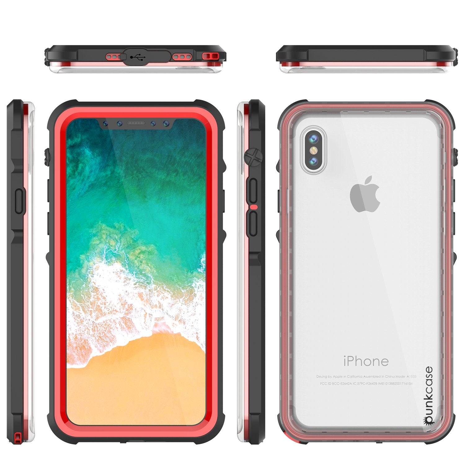 iPhone XS Max Case, PUNKCase [CRYSTAL SERIES] Protective IP68 Certified Cover [Red]