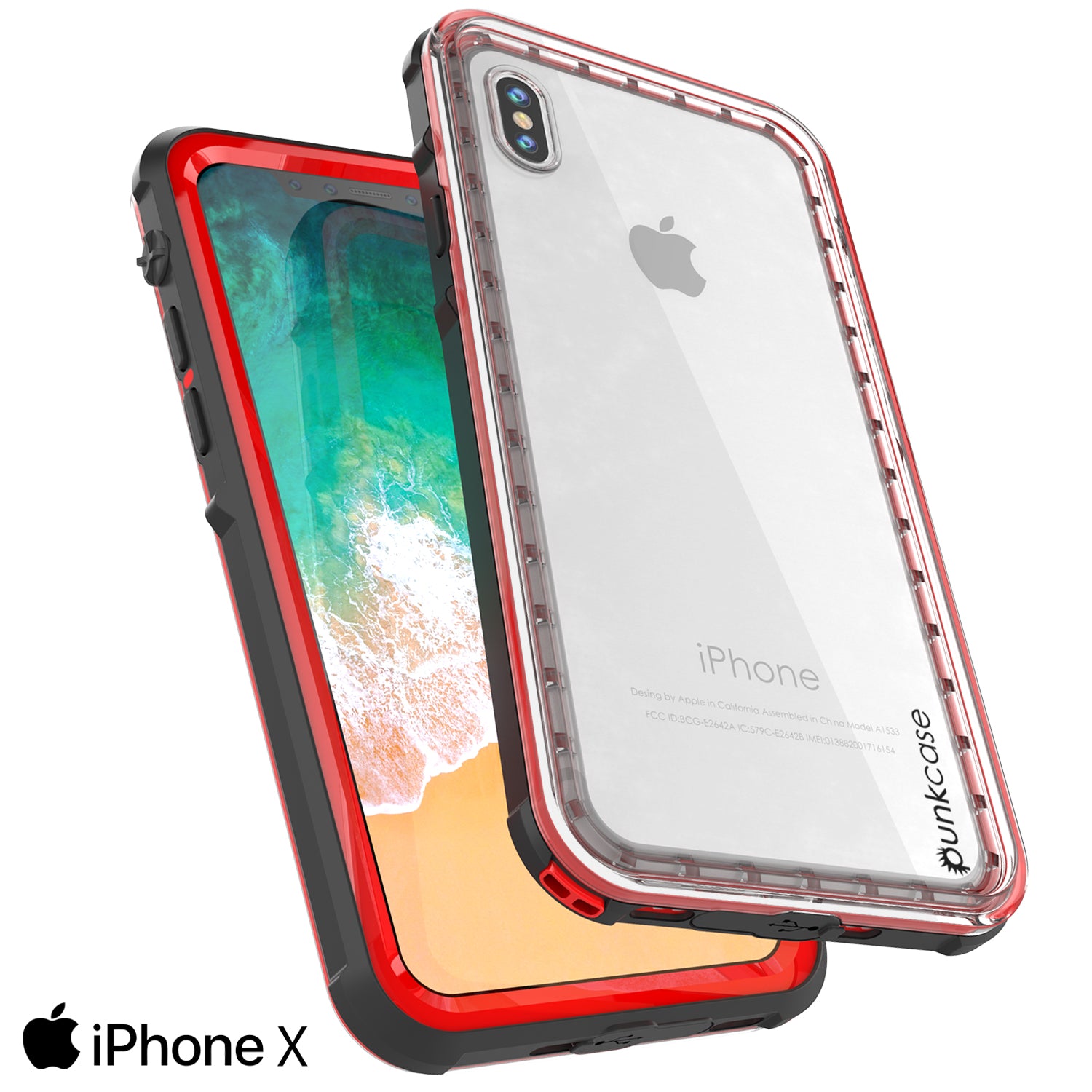 iPhone X Case, PUNKCase [CRYSTAL SERIES] Protective IP68 Certified Cover [Red]