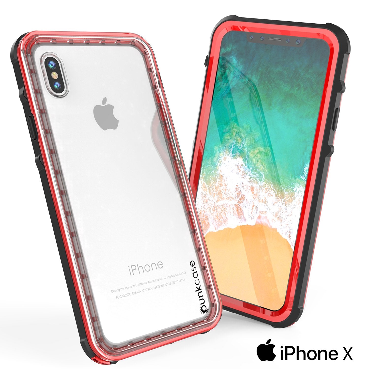 iPhone XS Max Case, PUNKCase [CRYSTAL SERIES] Protective IP68 Certified Cover [Red]