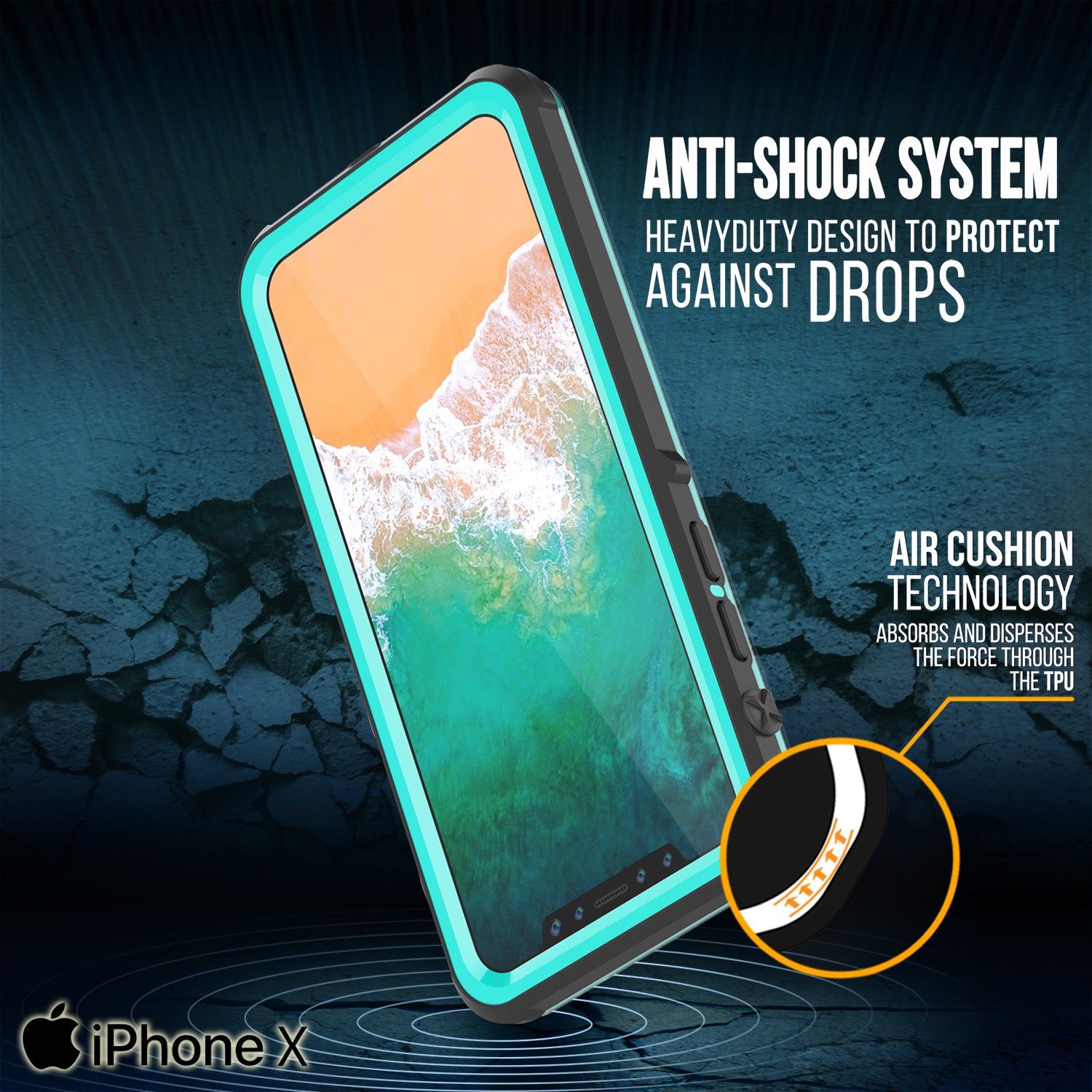 iPhone X Case, PUNKCase [CRYSTAL SERIES] Protective IP68 Certified, Ultra Slim Fit [TEAL]