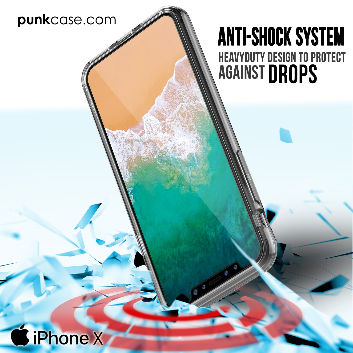 iPhone X Case, PUNKcase [LUCID 2.0 Series] [Slim Fit] Armor Cover W/Integrated Anti-Shock System [Clear]