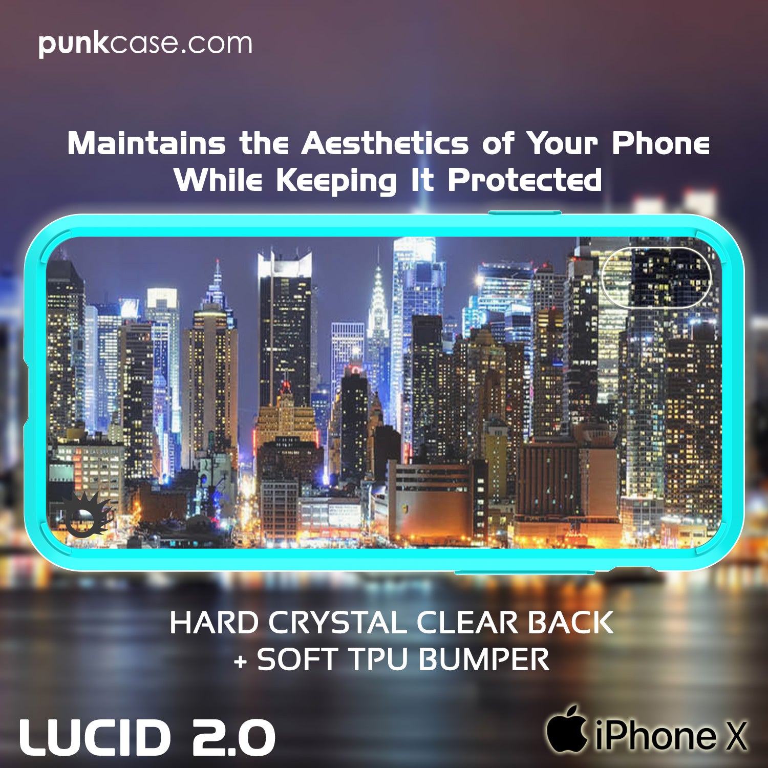 iPhone X Case, PUNKcase [LUCID 2.0 Series] [Slim Fit] Armor Cover W/Integrated Anti-Shock System [Teal]