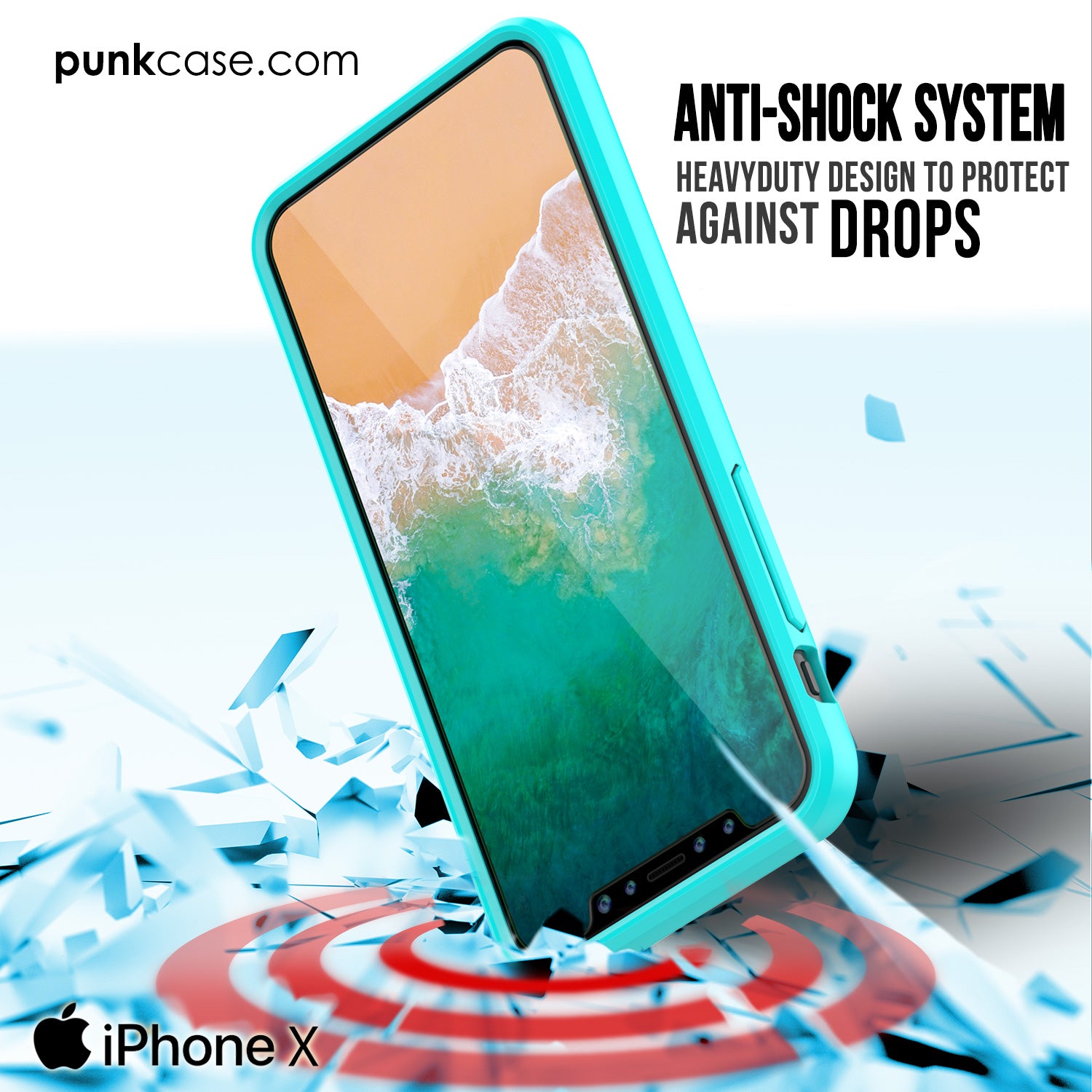 iPhone X Case, PUNKcase [LUCID 2.0 Series] [Slim Fit] Armor Cover W/Integrated Anti-Shock System [Teal]
