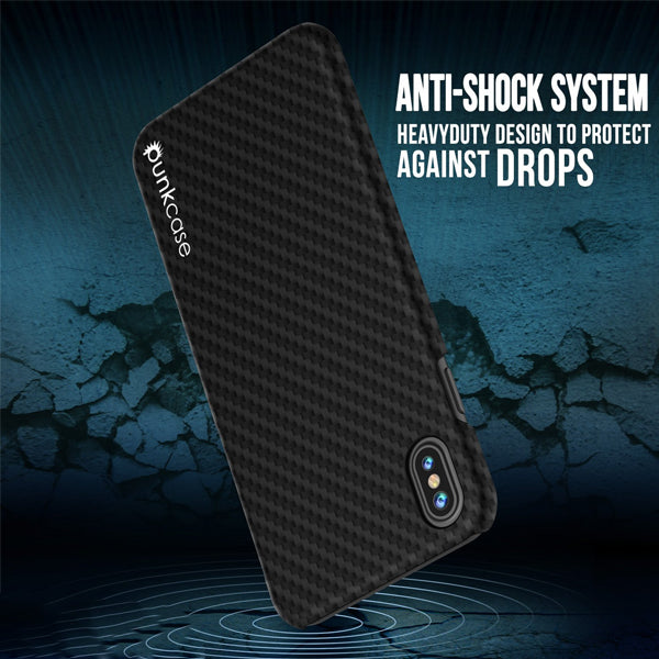 iPhone X Case, Punkcase CarbonShield, Heavy Duty & Ultra Thin 2 Piece Dual Layer [shockproof]