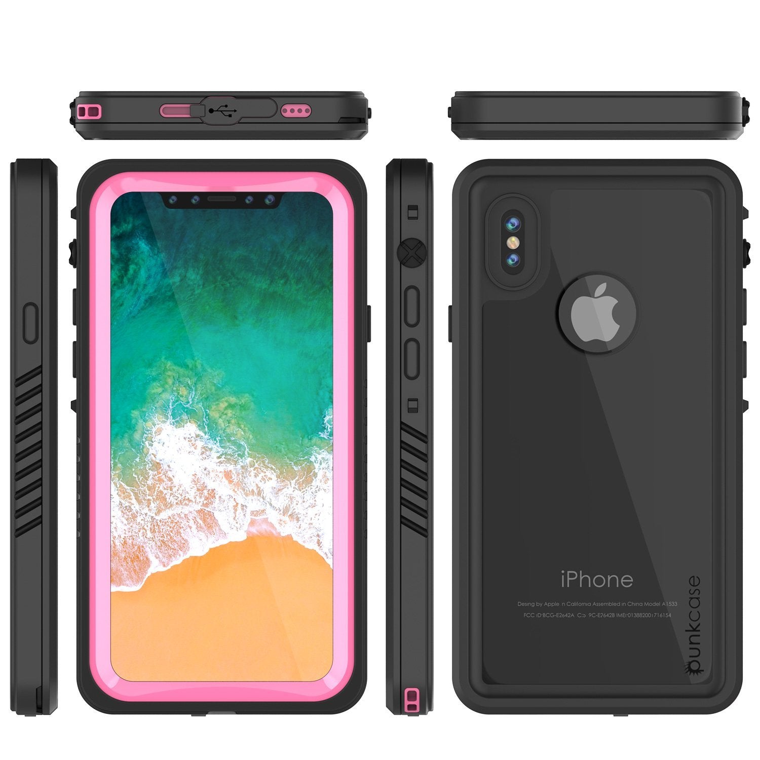 iPhone XS Max Waterproof Case, Punkcase [Extreme Series] Armor Cover W/ Built In Screen Protector [Pink]