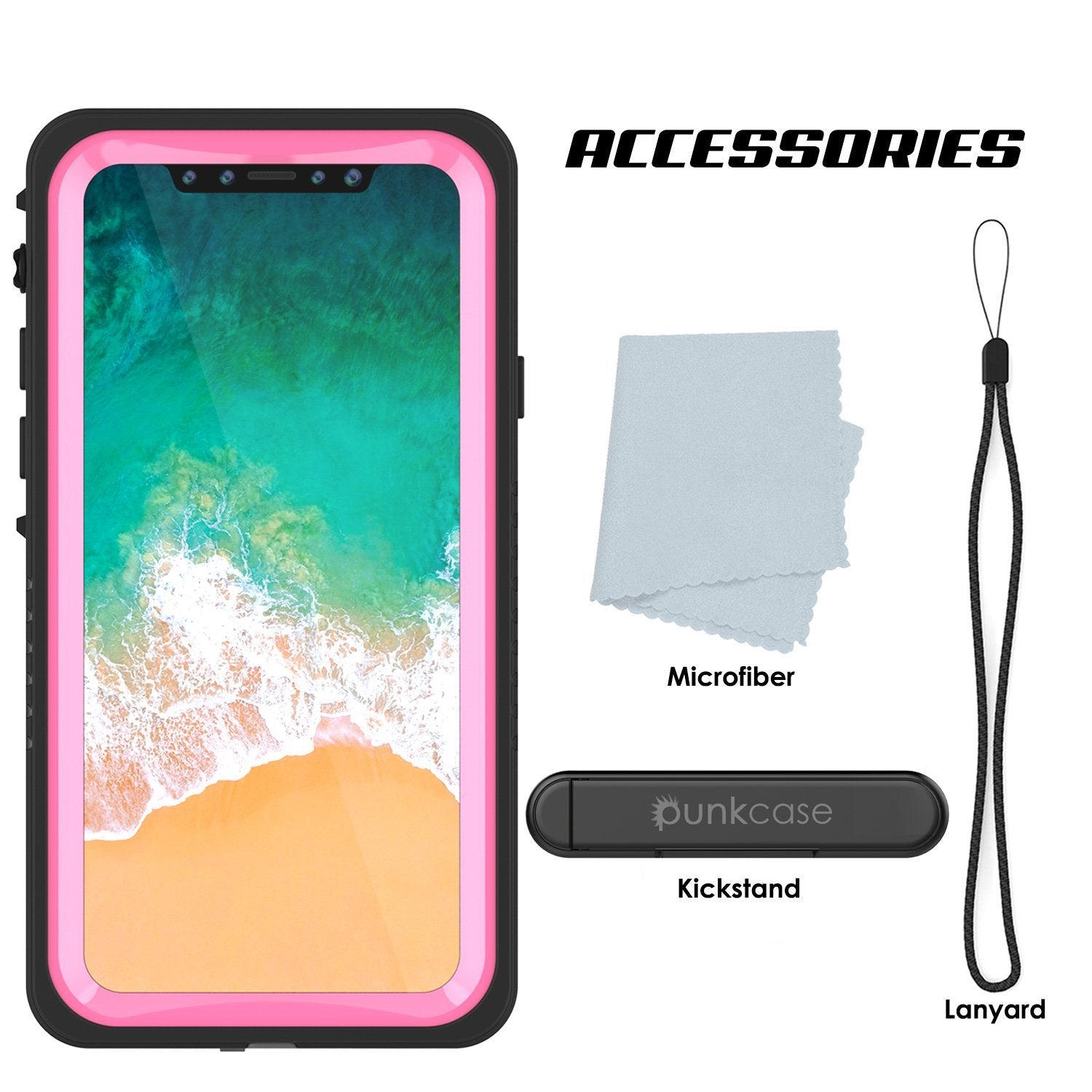 iPhone XS Max Waterproof Case, Punkcase [Extreme Series] Armor Cover W/ Built In Screen Protector [Pink]