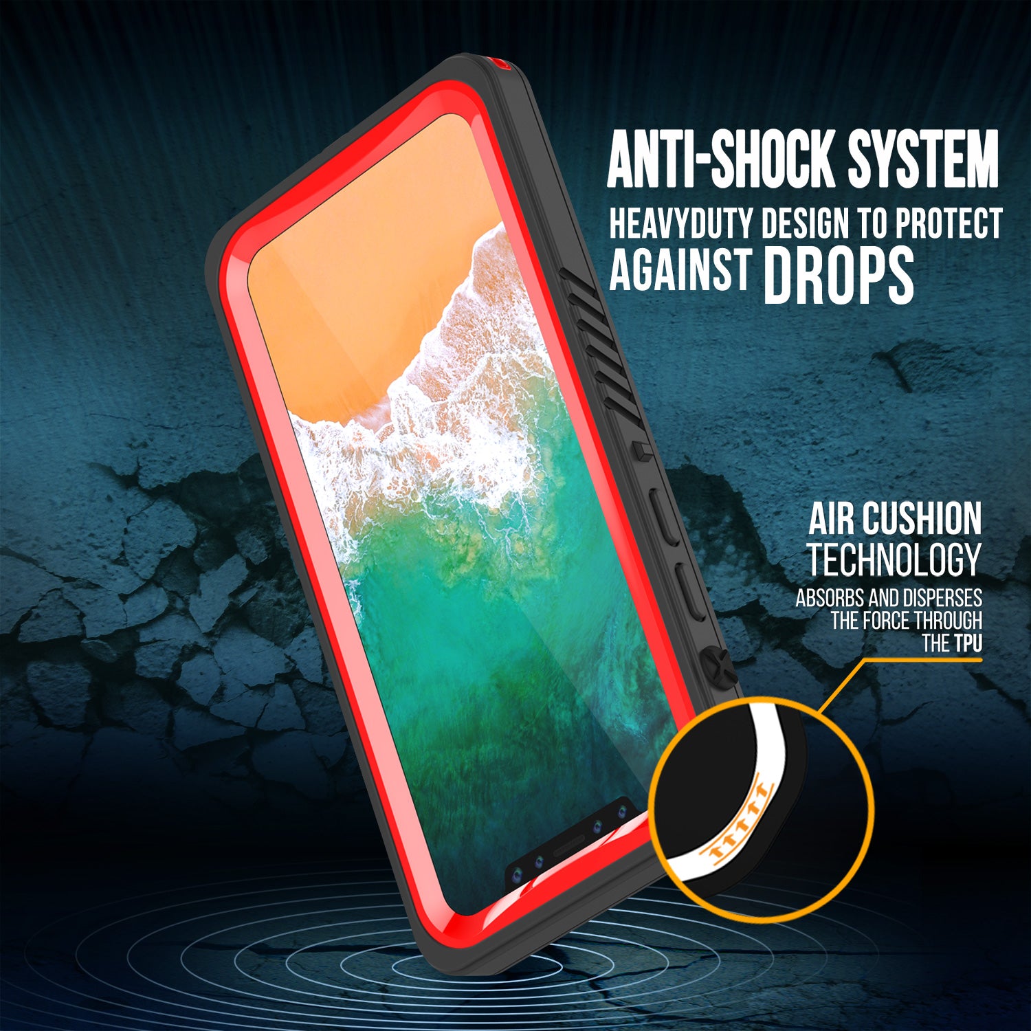 iPhone X Case, Punkcase [Extreme Series] [Slim Fit] [IP68 Certified] [Red]