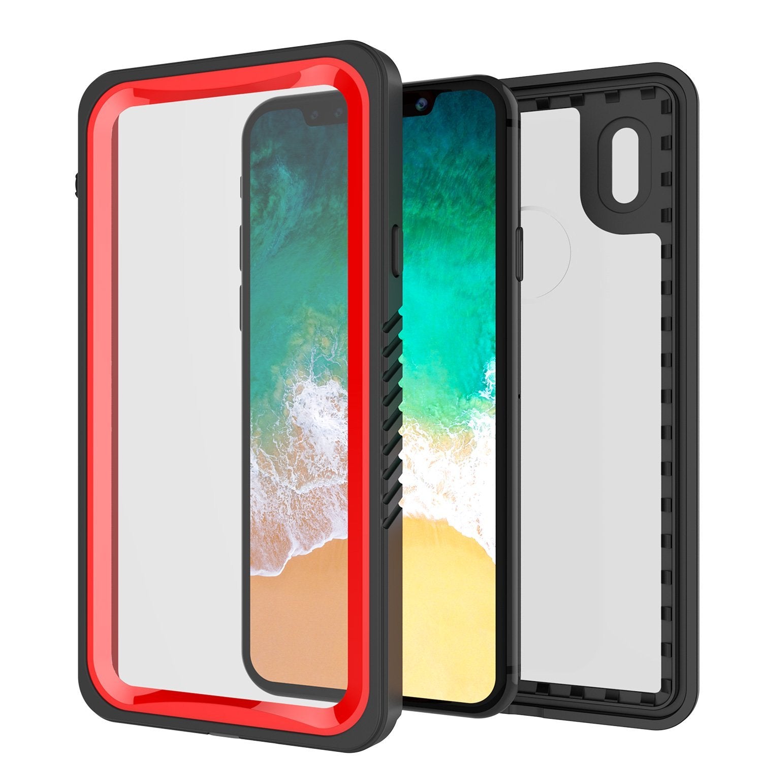 iPhone XS Max Waterproof Case, Punkcase [Extreme Series] Armor Cover W/ Built In Screen Protector [Red]