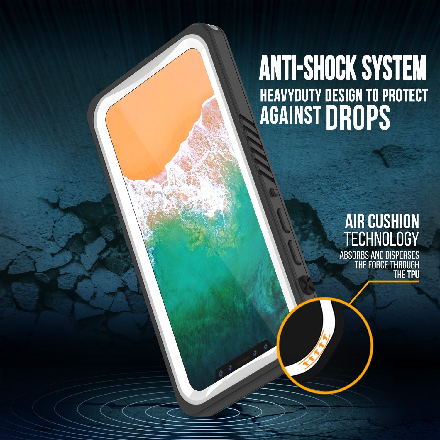 iPhone X Case, Punkcase Extreme Series | Slim Fit | IP68 Certified | Shockproof | Snowproof | Dirtproof  Armor Cover [White]