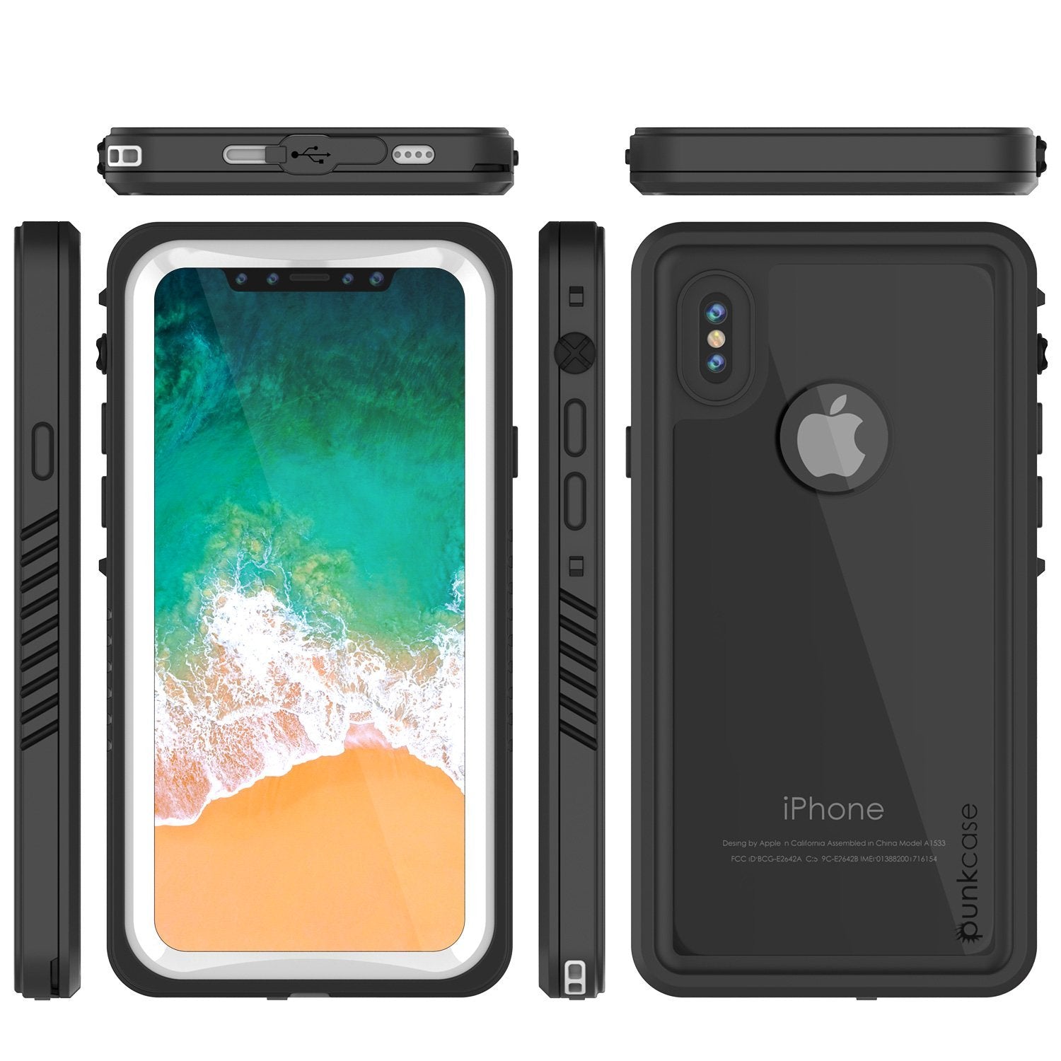 iPhone XS Max Waterproof Case, Punkcase [Extreme Series] Armor Cover W/ Built In Screen Protector [White]
