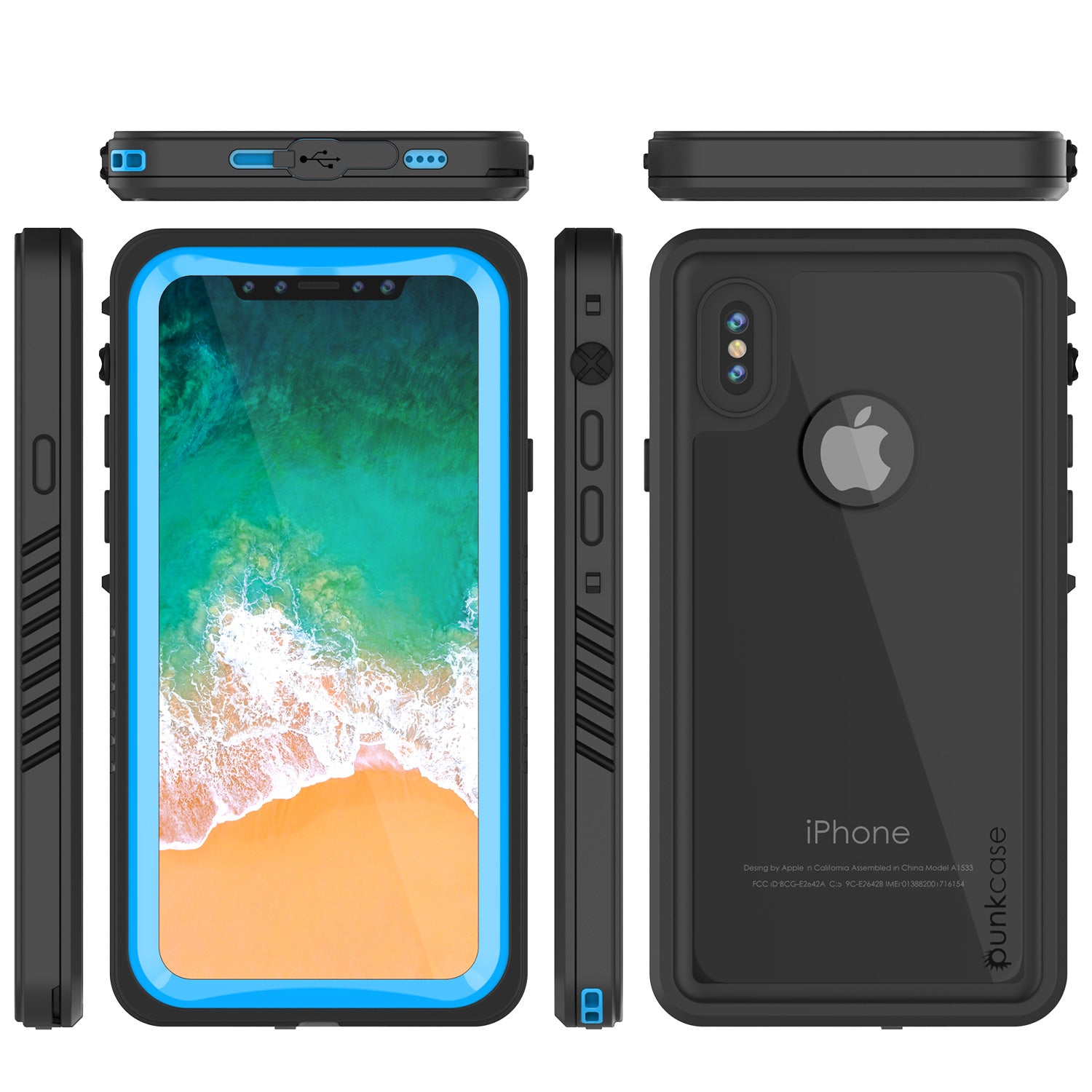 iPhone X Case, Punkcase [Extreme Series] [Slim Fit] [IP68 Certified] [Light Blue]
