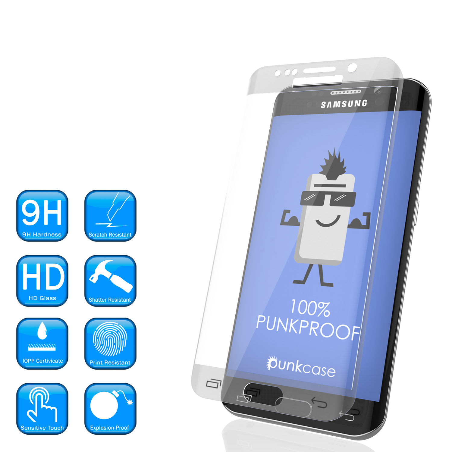 Galaxy S7 Edge Clear Punkcase Glass SHIELD Tempered Glass Screen Protector 0.33mm Thick 9H Glass