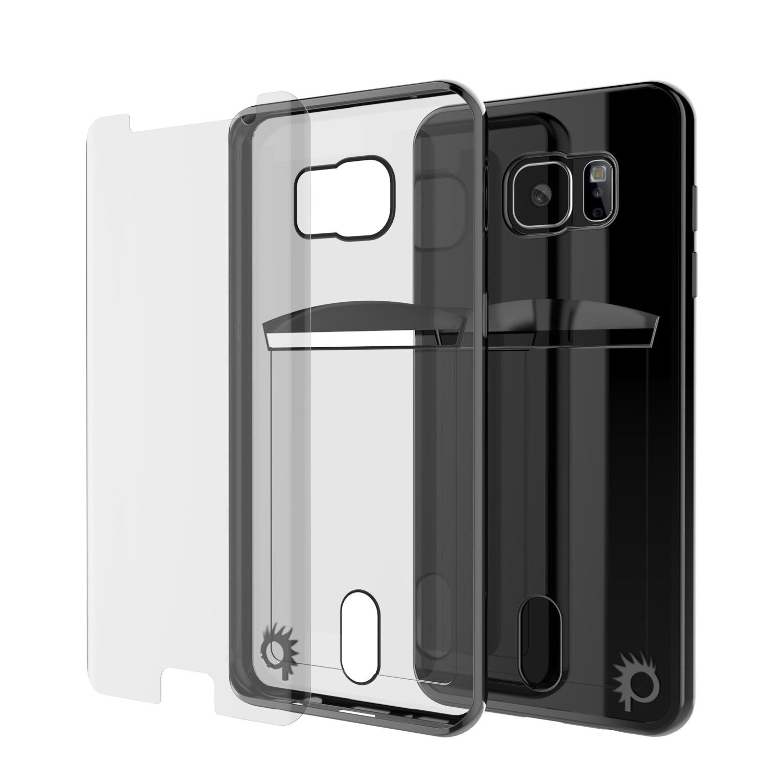 Galaxy S7 Case, PUNKCASE® LUCID Black Series | Card Slot | SHIELD Screen Protector | Ultra fit